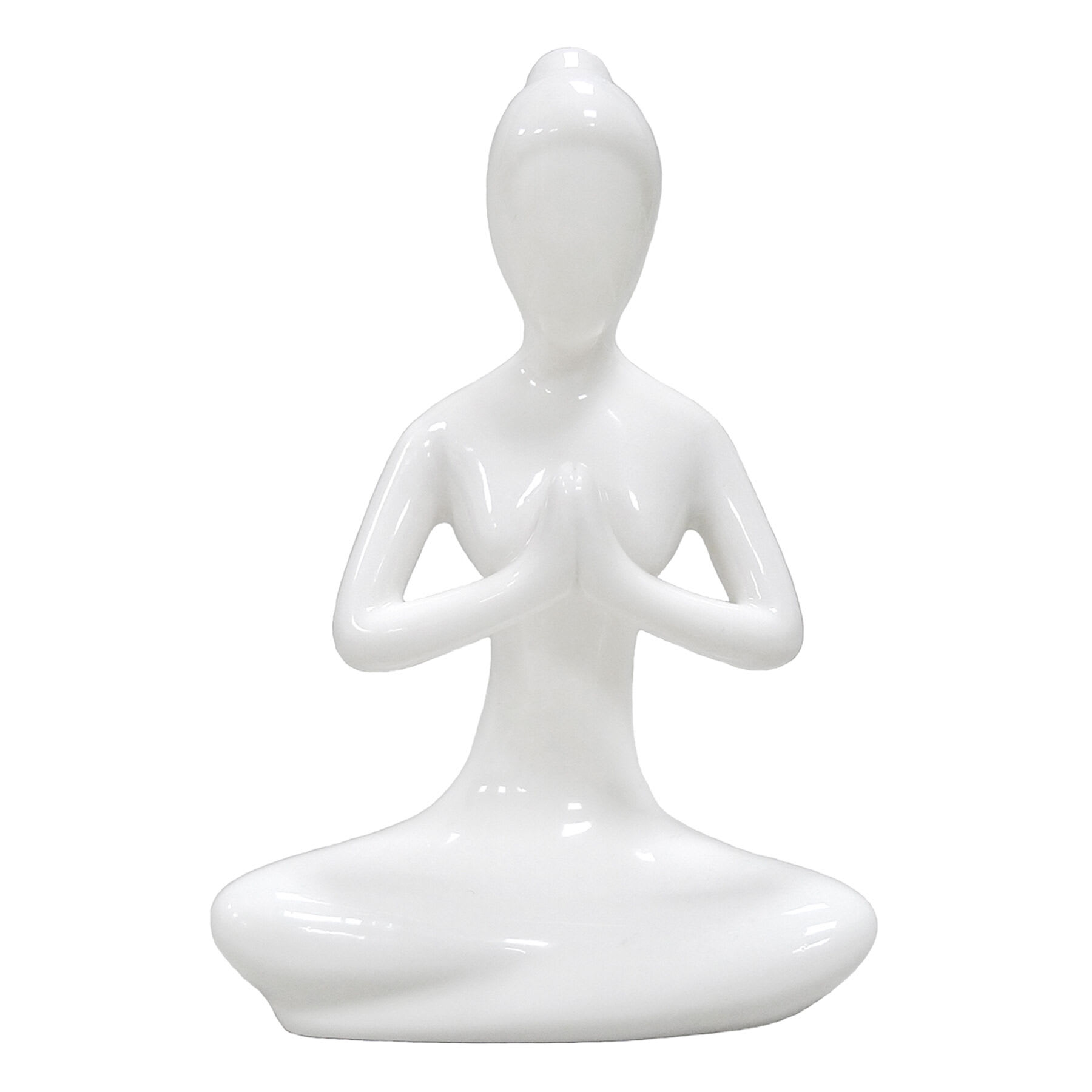 White Ceramic Lady Yogi, 4.5"