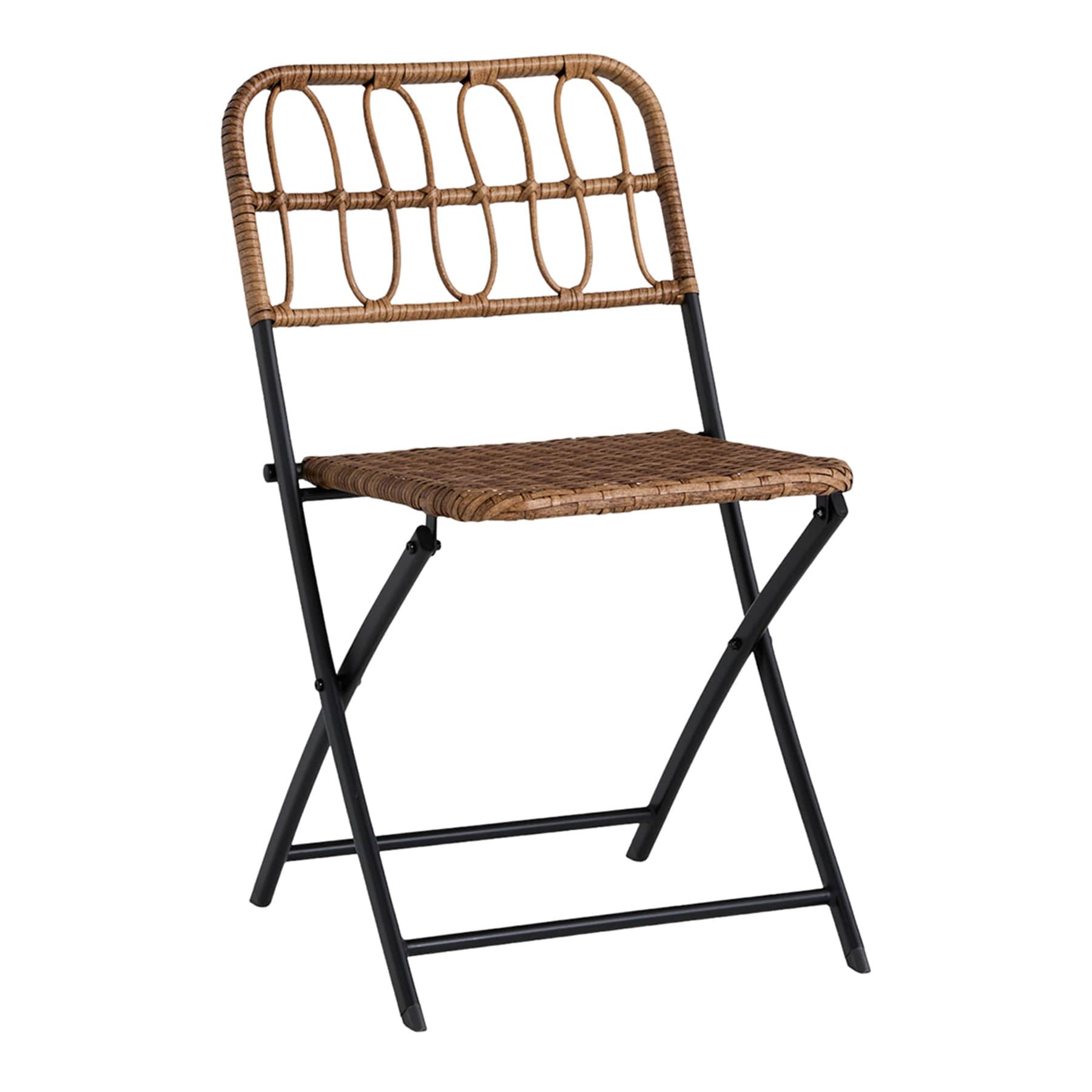 Found & Fable Wicker Open Weave Patio Folding Chair, Natural