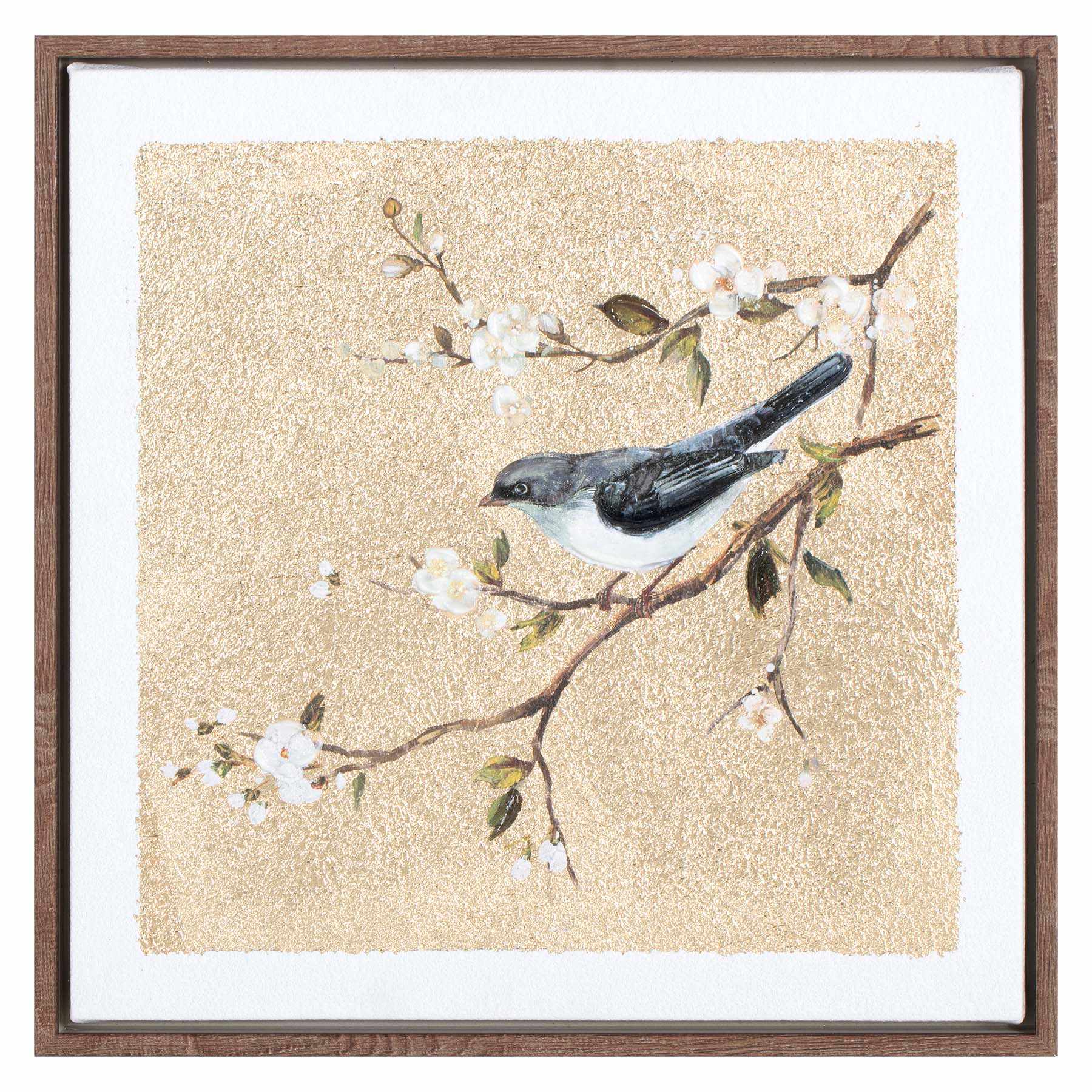 Providence Framed Gold Bird Canvas Wall Art, 12"