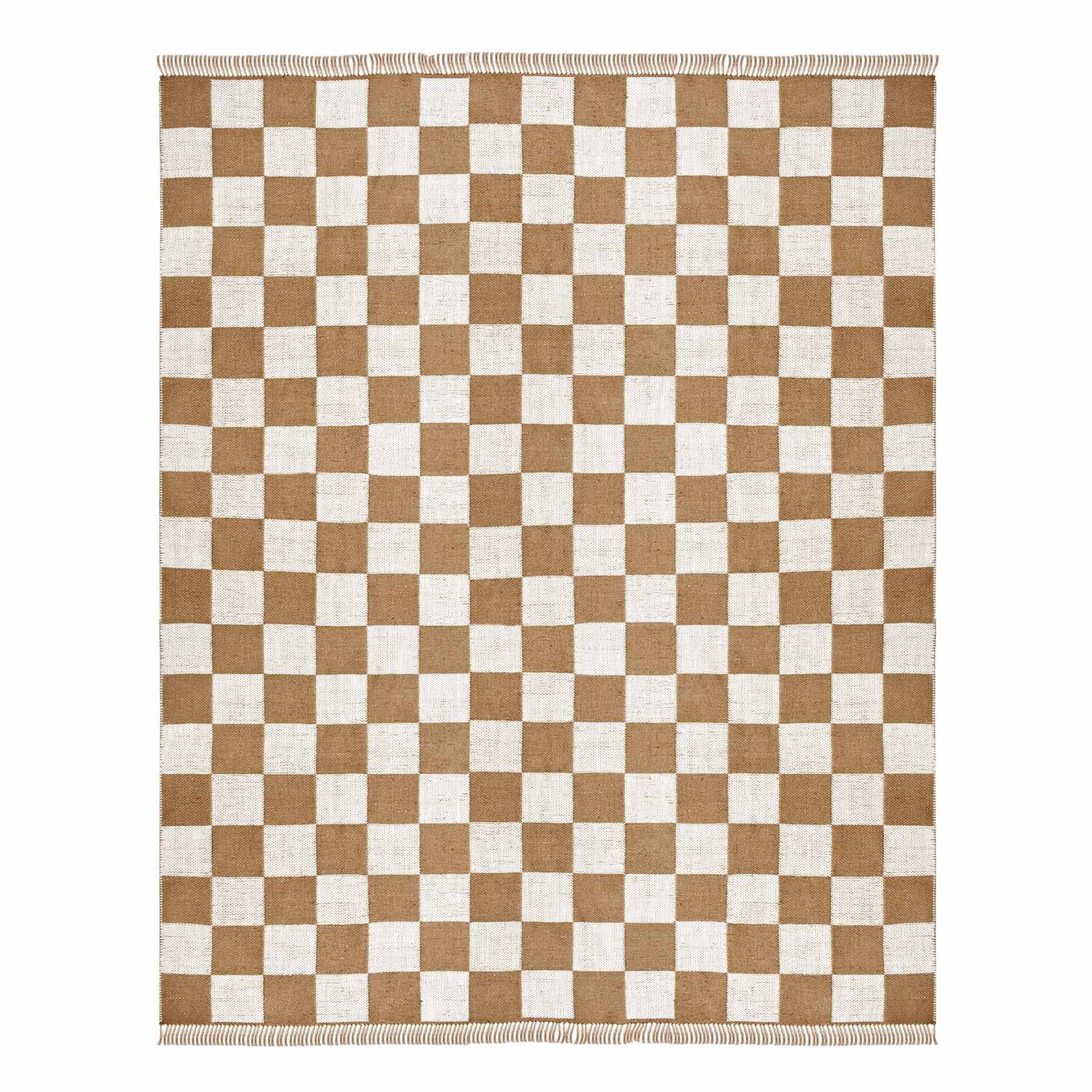 (B871) Honeybloom Brown & Natural Checkered Jute Area Rug, 8x10