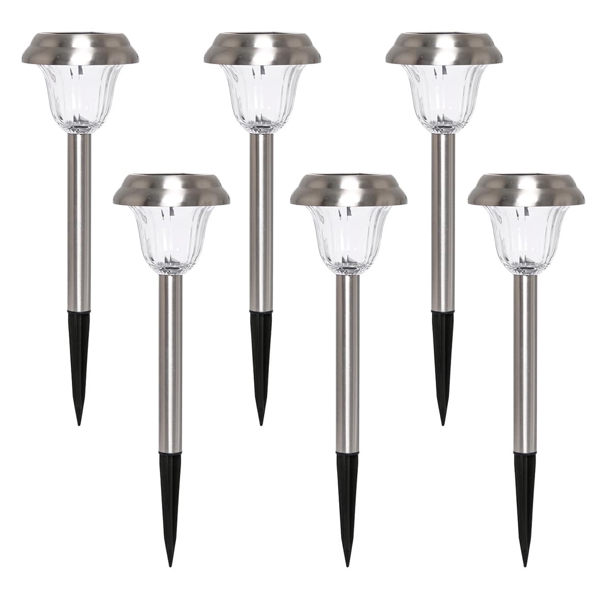 6-Pack 5-Lumen Solar Silver Melville Pathway Lights