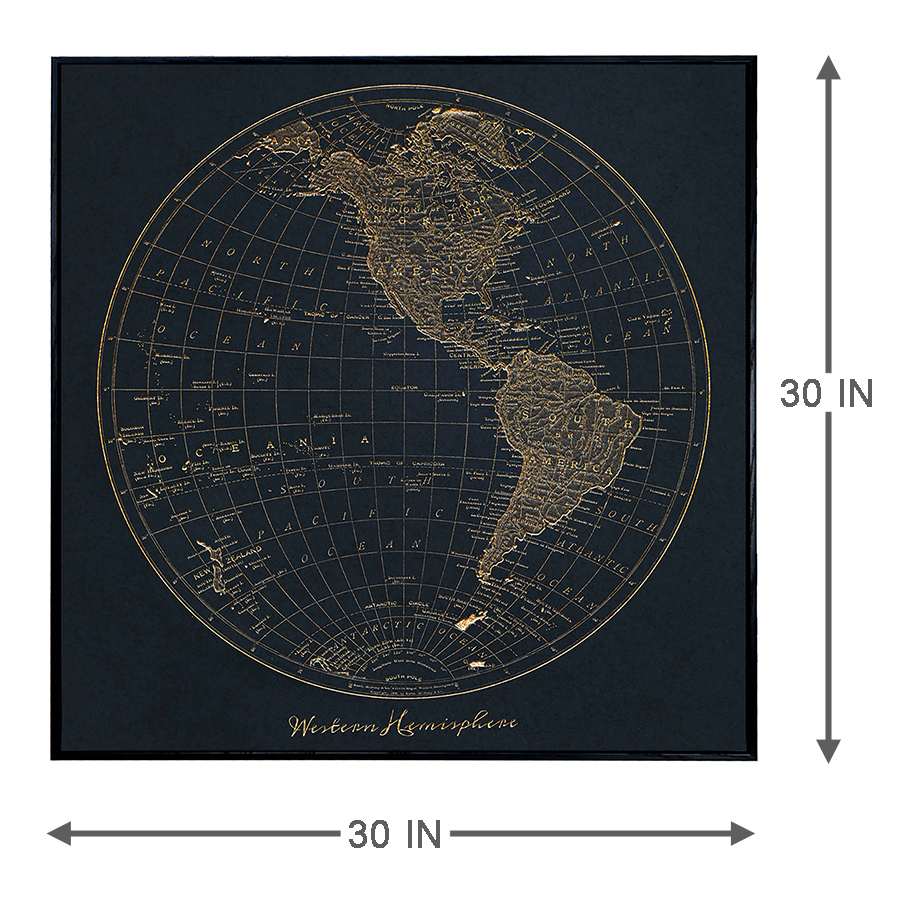 Globe Framed Wall Canvas Art, 30"