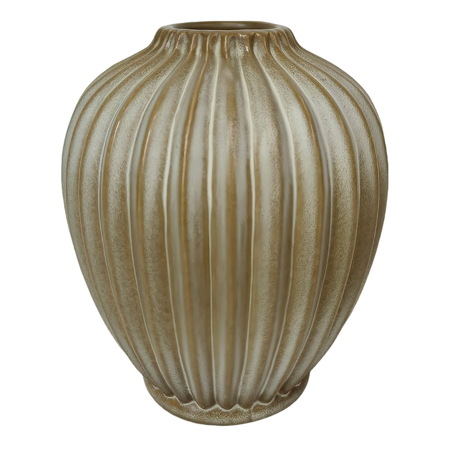 Tan Fluted Ceramic Vase, 6x7
