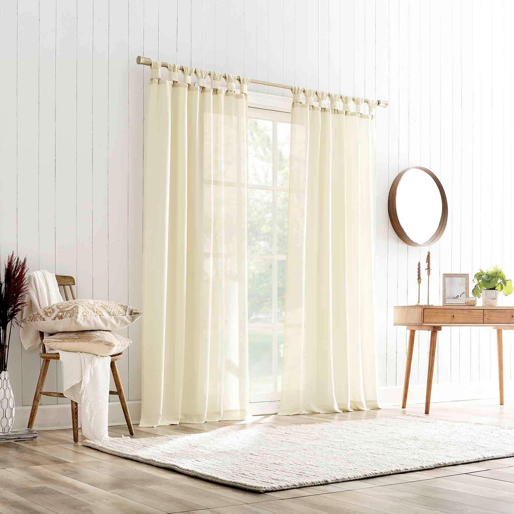 Harrison Ivory Sheer Tab Loop Curtain Panel, 84"