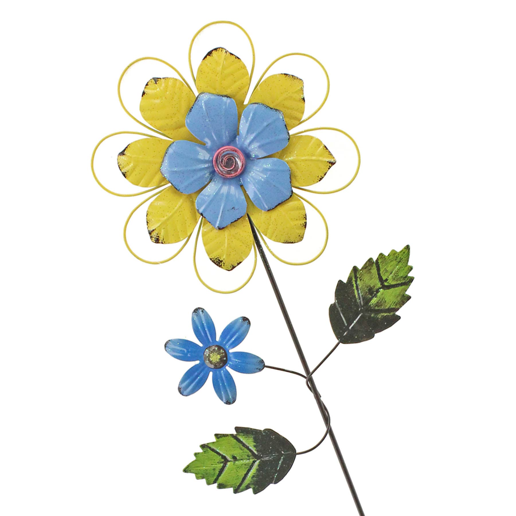 Yellow Metal Flower Yard Stake, 28"