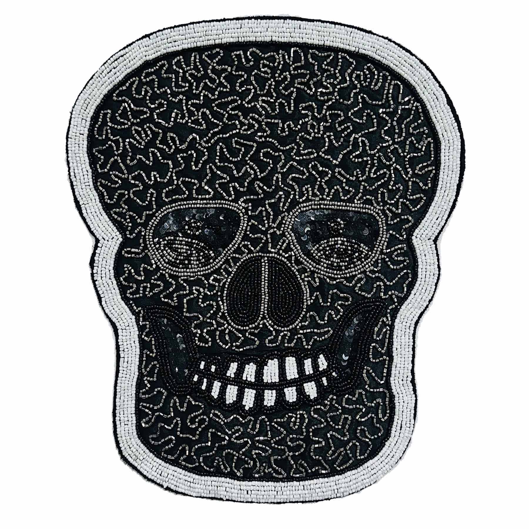 Midnight Shadows Semi-Beaded Skull Placemat, 15x14
