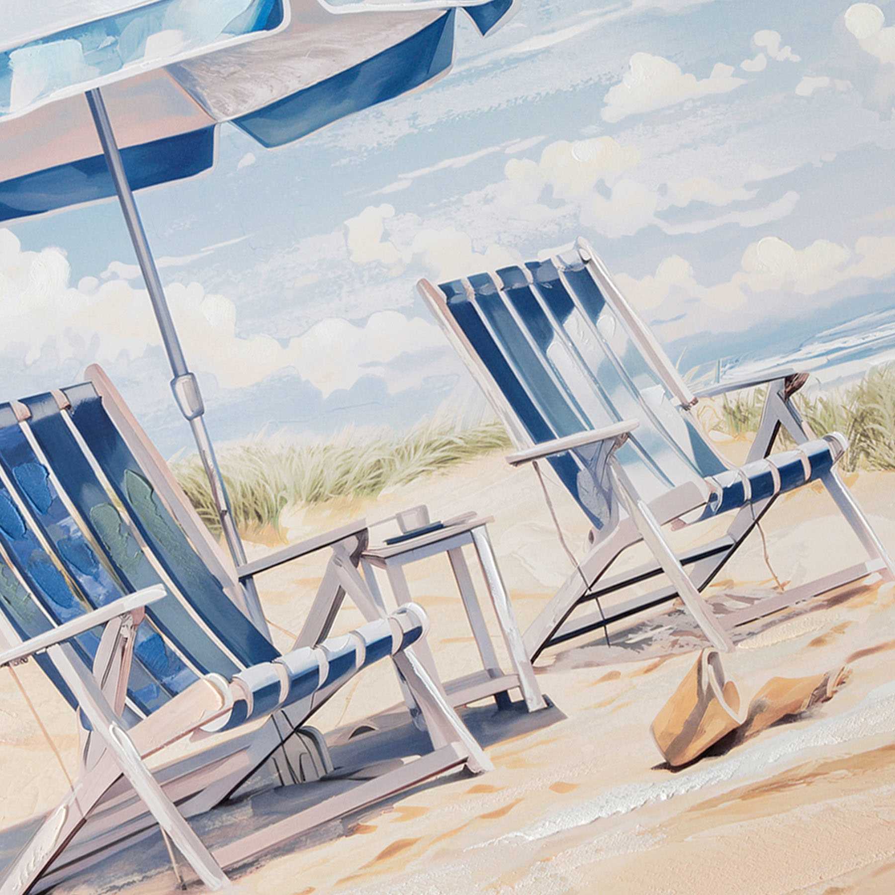 Honeybloom Framed Beach Chairs Canvas Wall Art, 24"