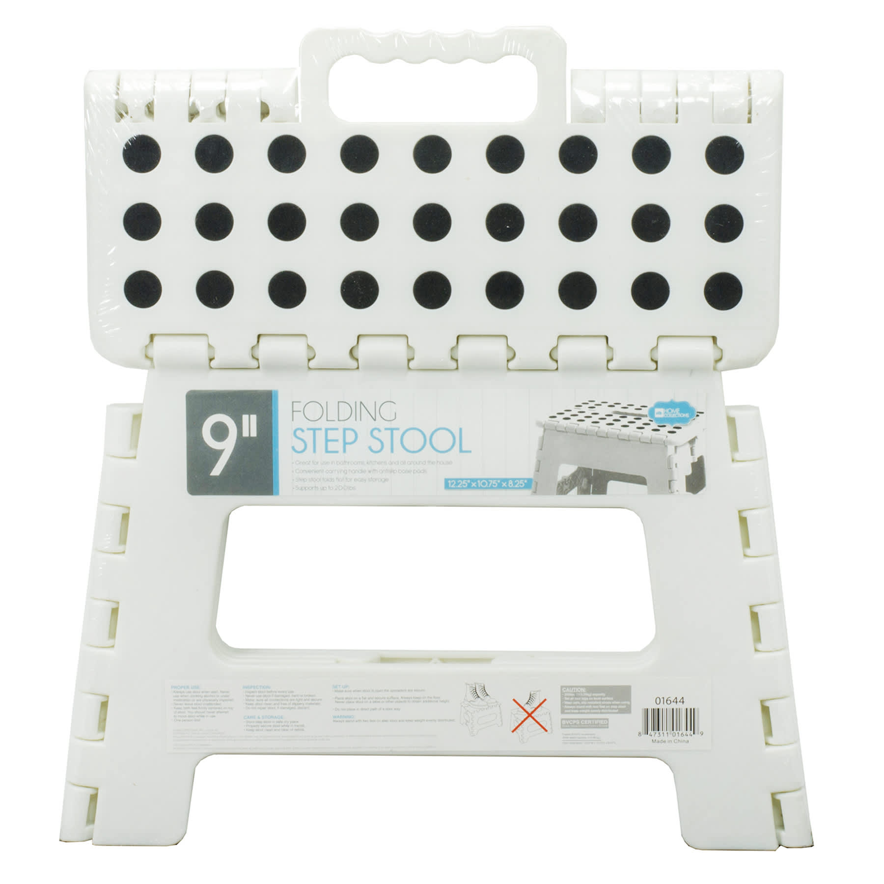 White Foldable Step Stool, 9"