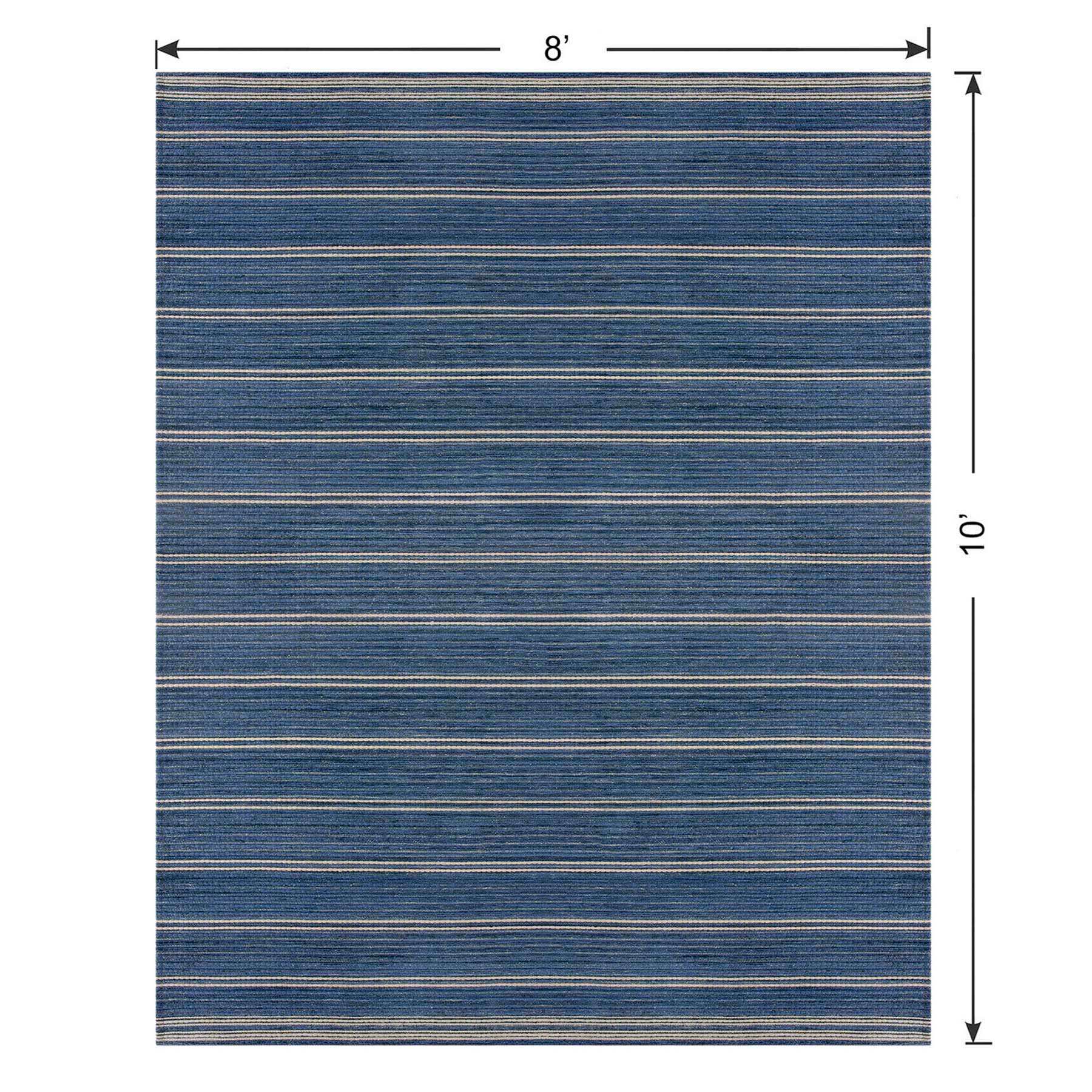 (B824) Ty Pennington Terrace Indigo Striped Flatweave Area Rug, 8x10