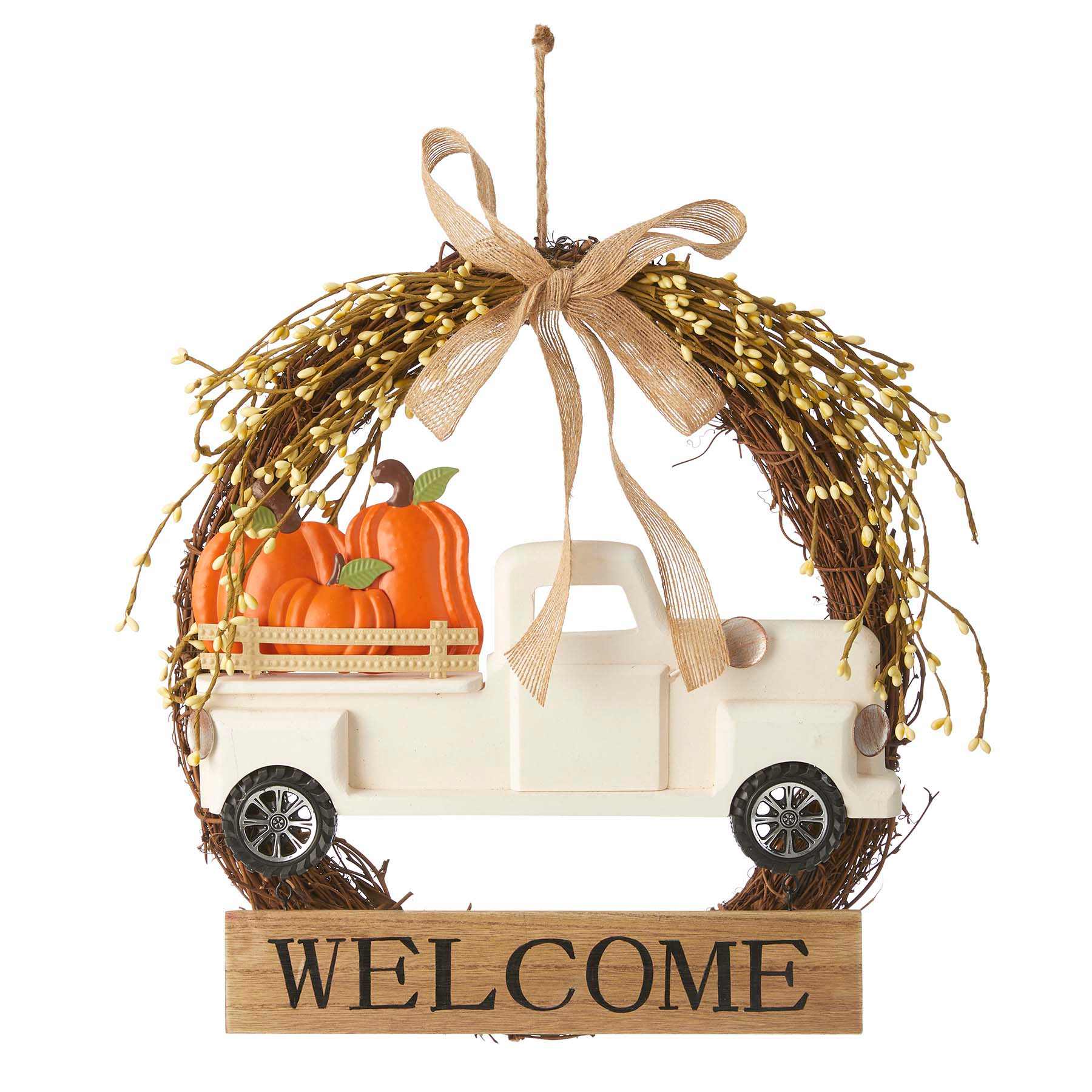 Homespun Harvest Truck Wall Wreath, 14x15