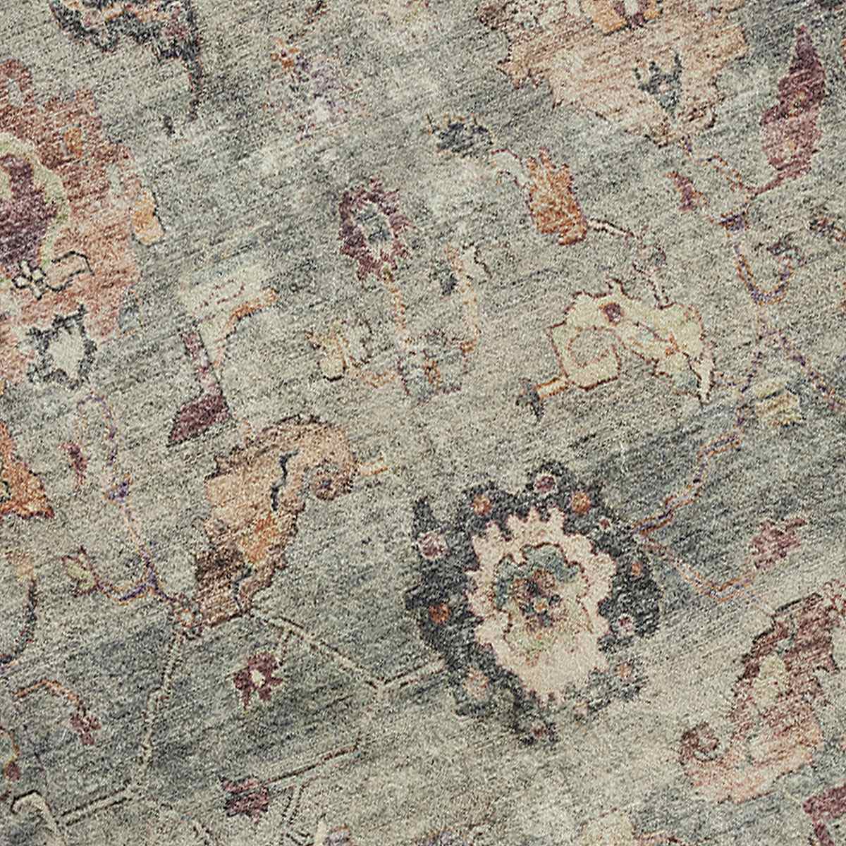 Rover Olive Green Floral Printed Chenille Washable Accent Rug, 20x34