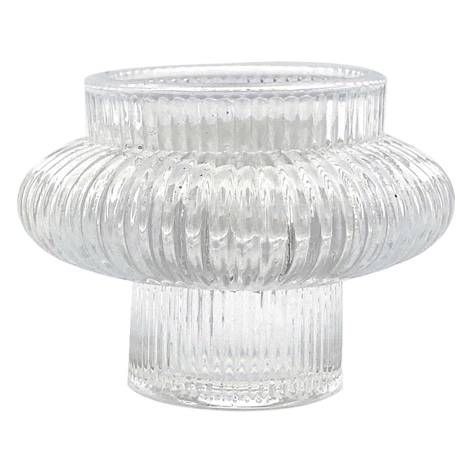 Clear Dual Side Glass Candle Holder, 2.2"