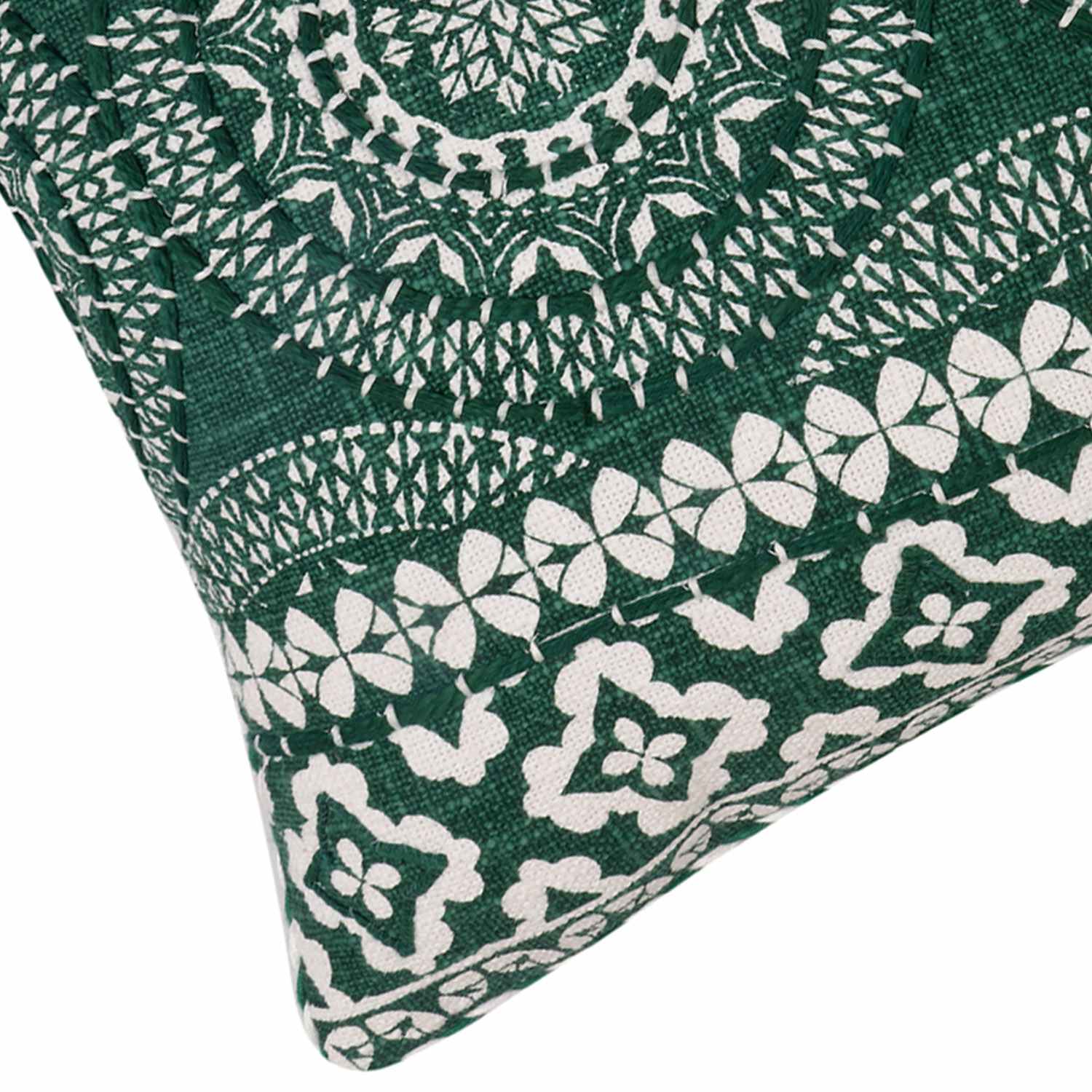 Found & Fable Green Medallion Embroidered Throw Pillow, 14x20