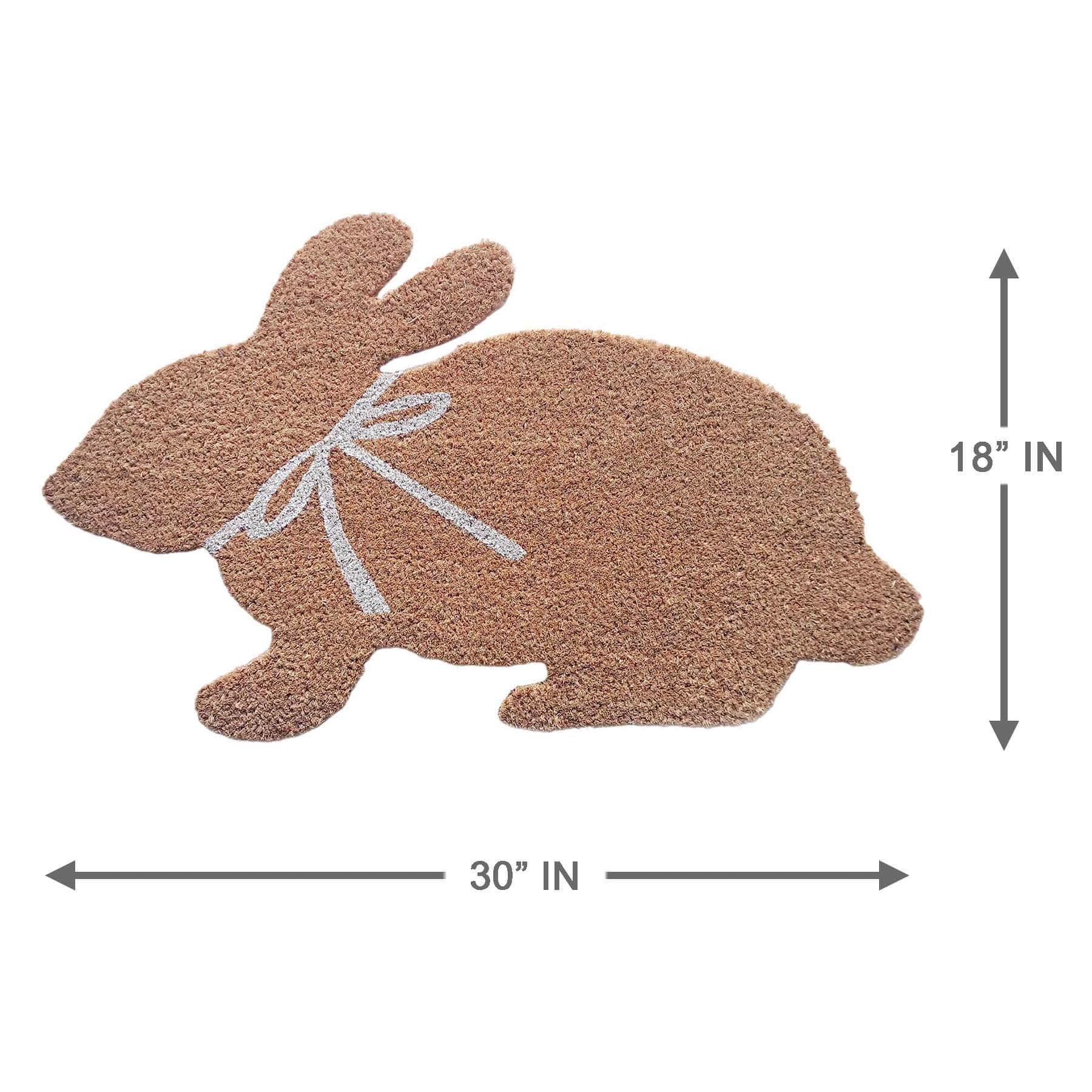 Honeybloom Easter Bunny Shaped Coir Mat, 18x30