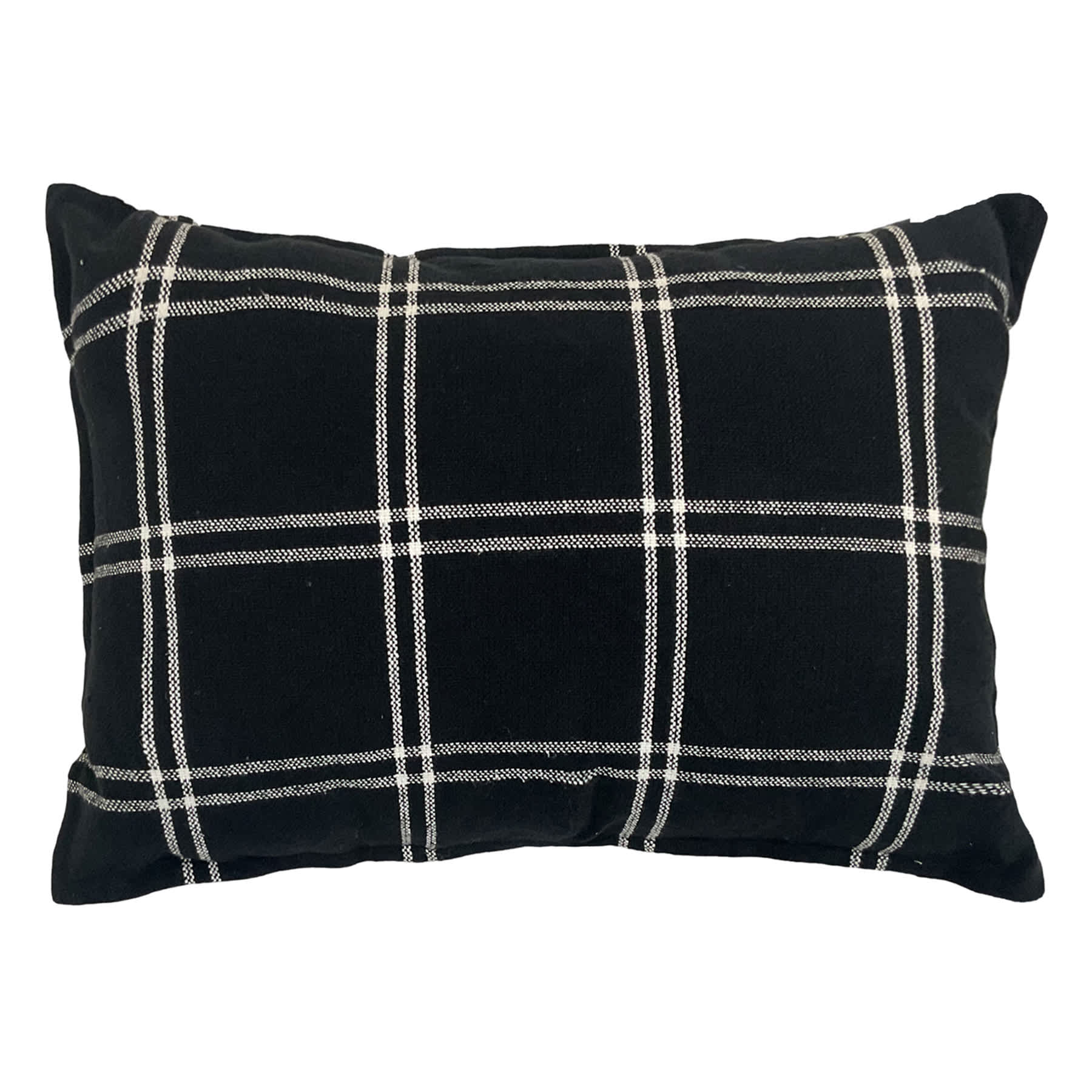 Black & White Windowpane Woven Throw Pillow, 14x20