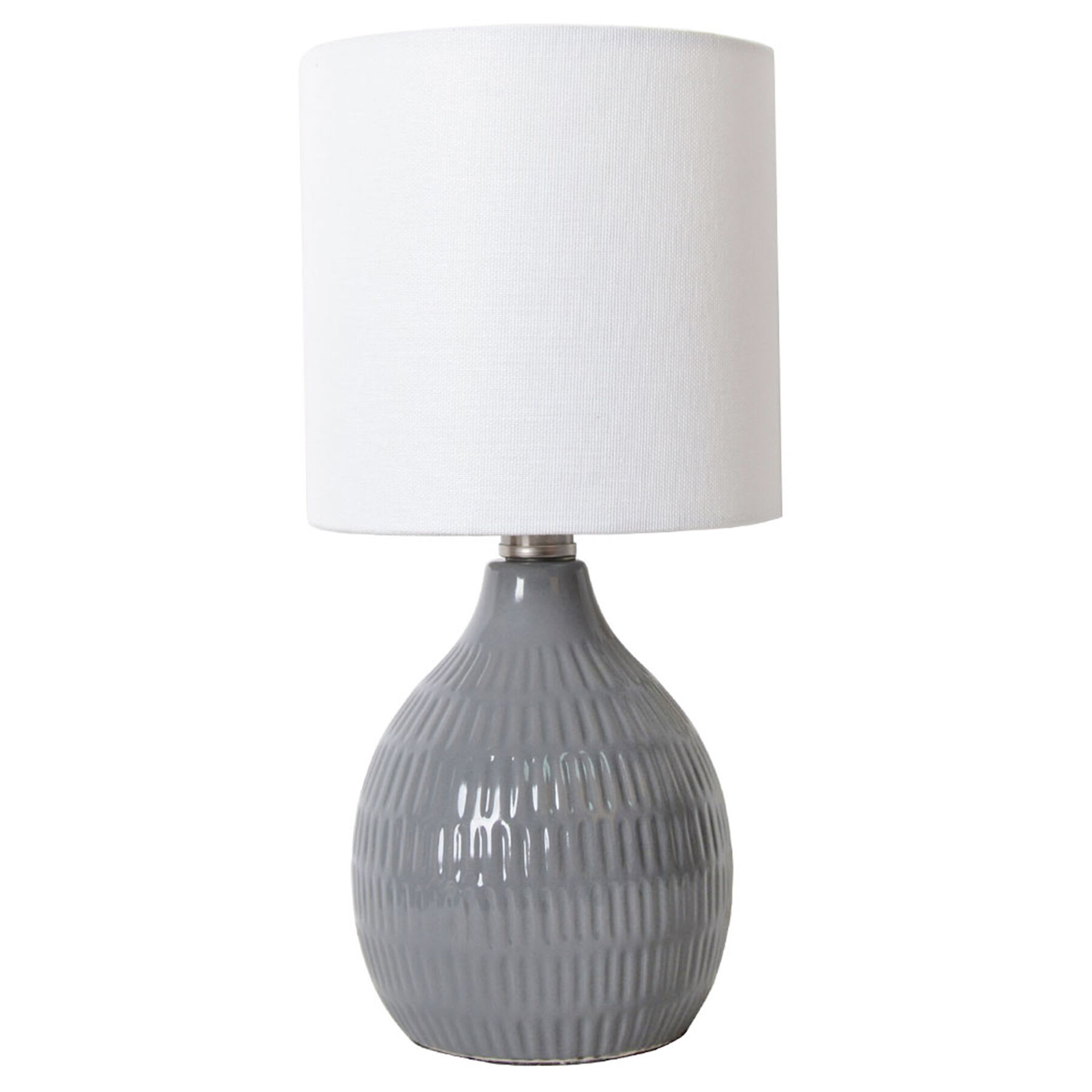 Grey Ceramic Mini Table Lamp with Shade, 12"