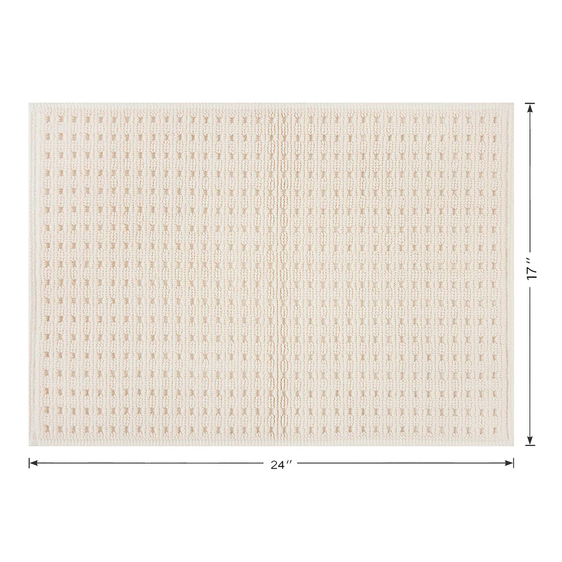 Crosby St. Ivory Waffle Cotton Antimicrobial Bath Rug, 17x24