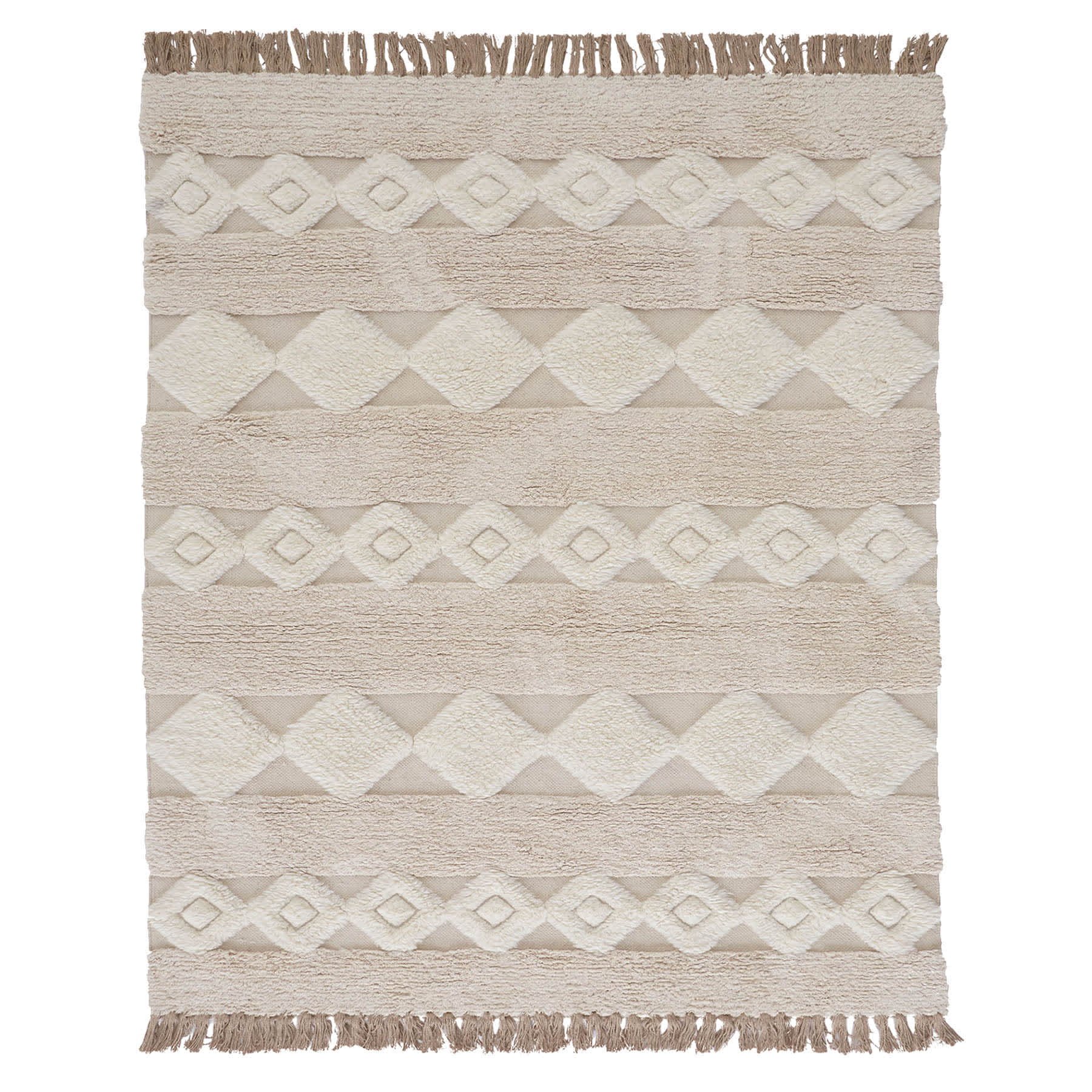 (B690) St. Marco Ivory Flatweave Diamond Design Accent Rug, 3x5