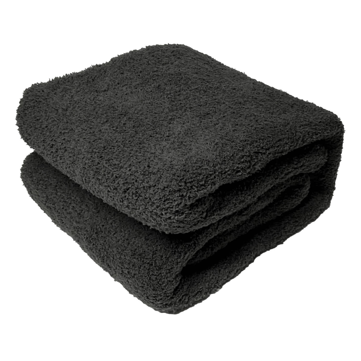 Honeybloom Dark Grey Cozy Knit Bed Blanket, Full/Queen