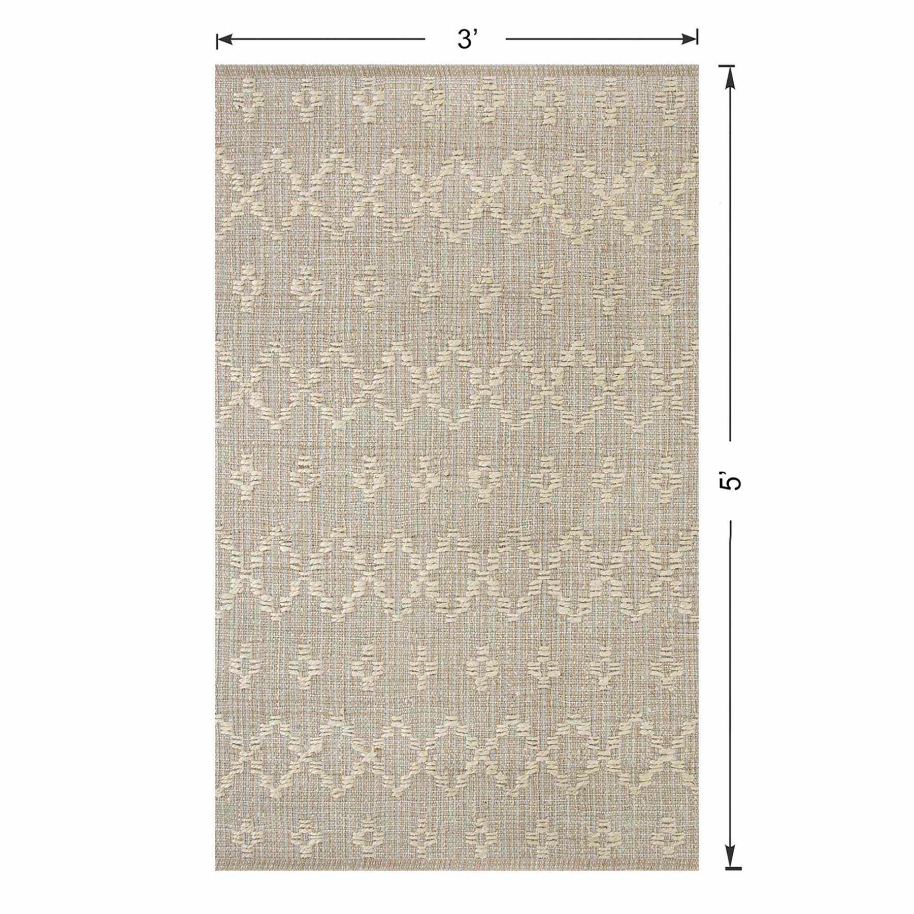(B726) Honeybloom Denali Neutral Flatweave Accent Rug, 3x5