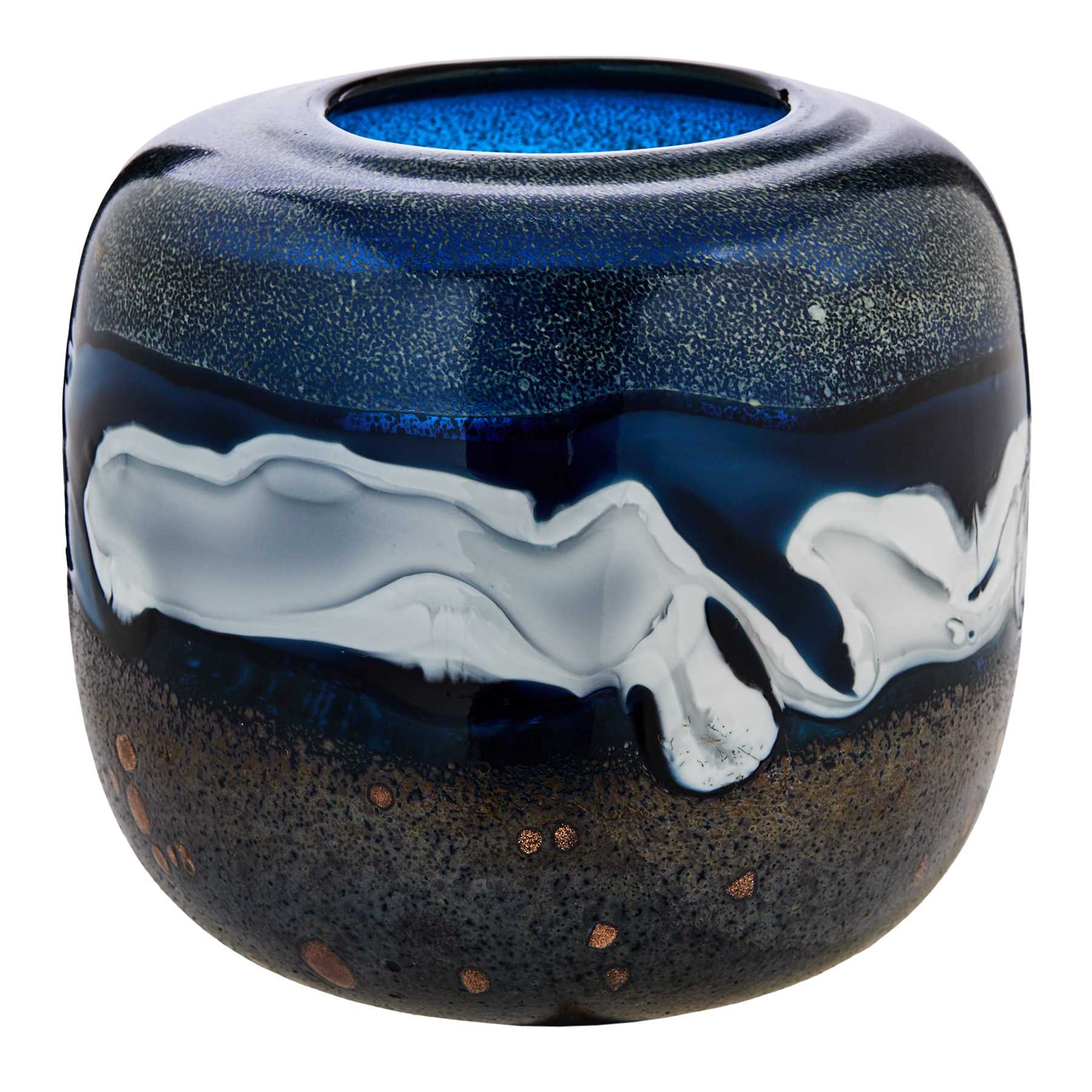 Ty Pennington Blue Art Glass Vase, 6"
