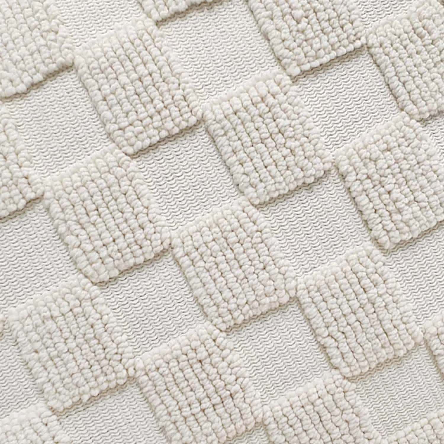 Honeybloom Tan Tufted Checkered Square Outdoor Throw Pillow, 18"