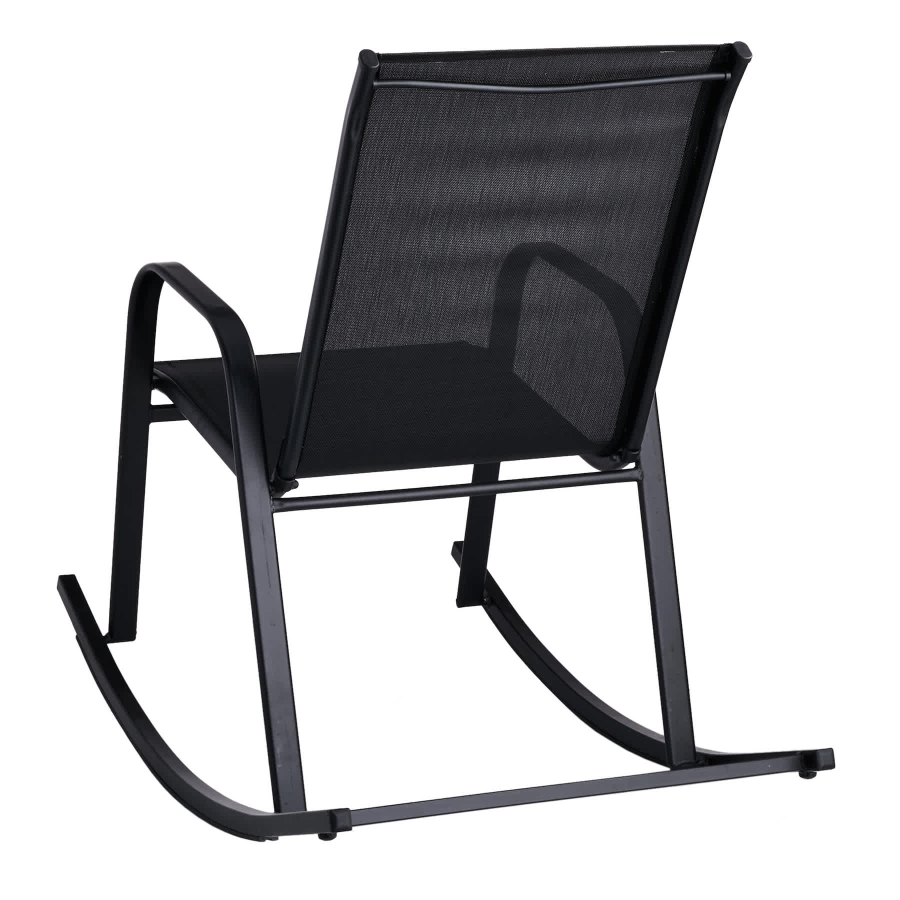 Stackable Sling Patio Rocking Chair, Black