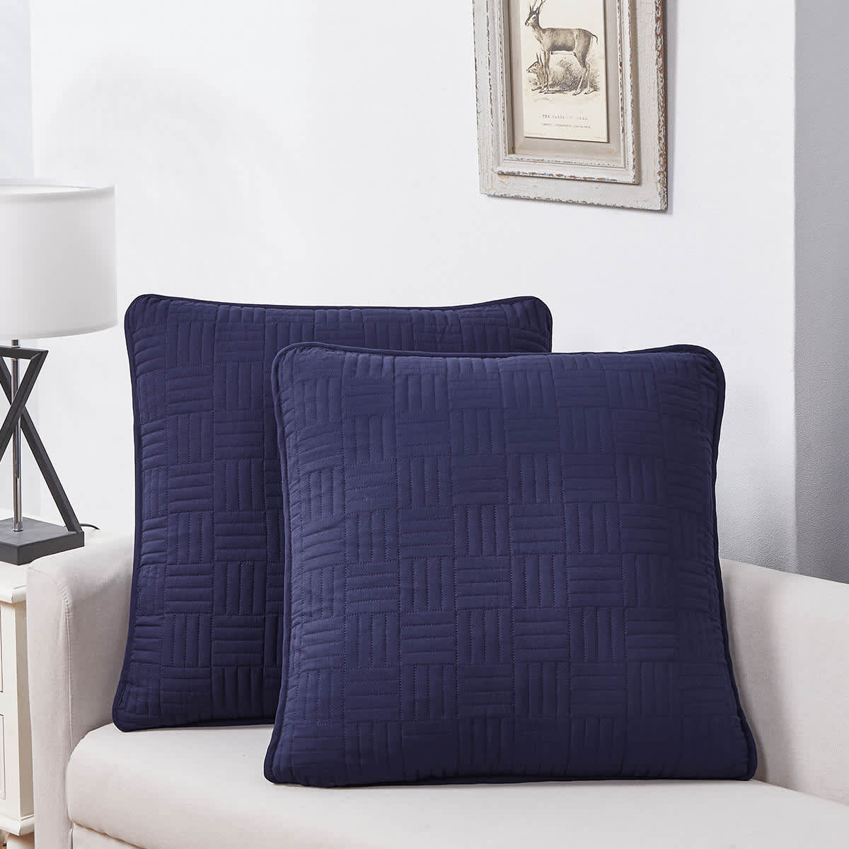 Crosby St. 2-Pack Navy Blue Washed Microfiber Throw Pillows, 24"