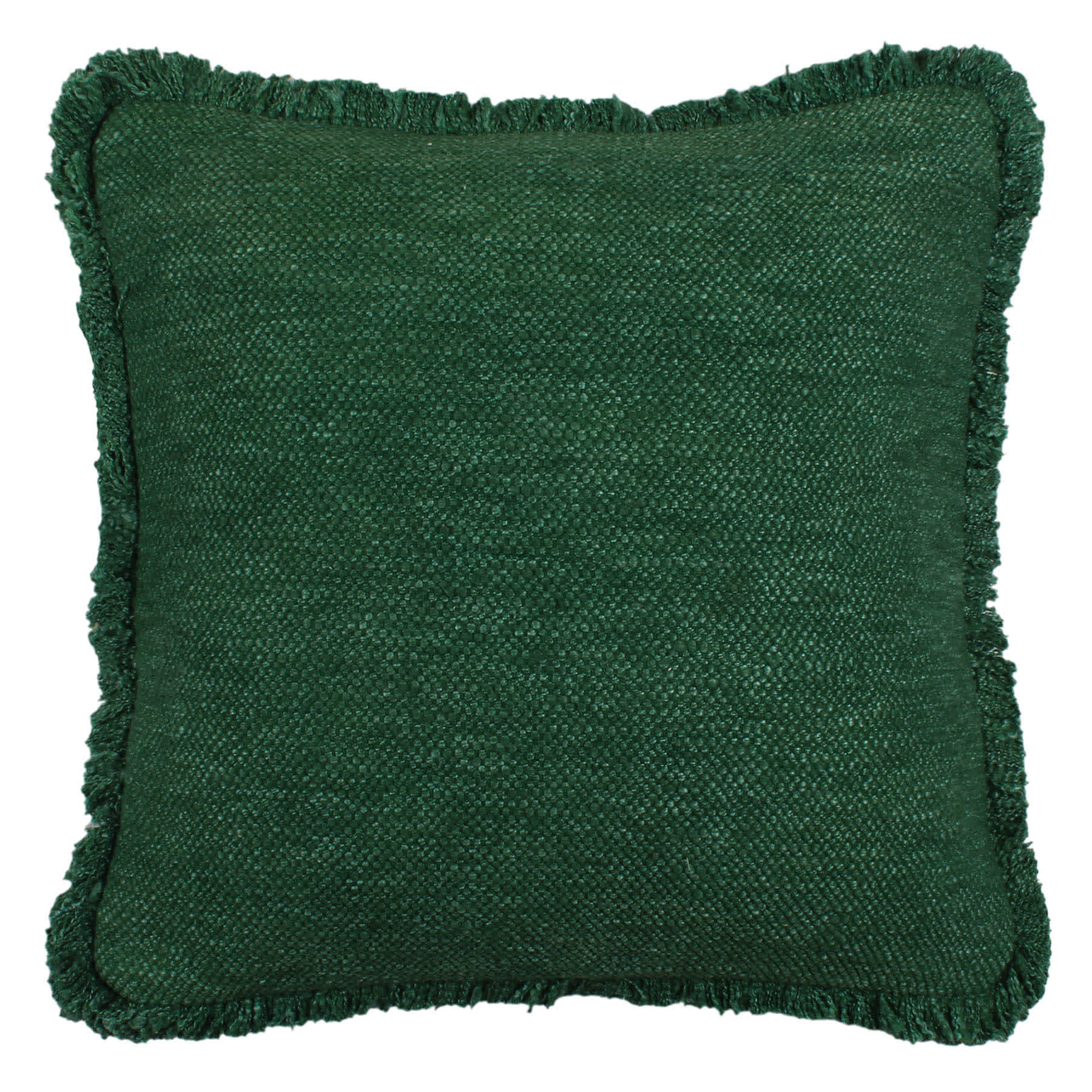 Found & Fable Solid Green Woven Throw Pillow with Fringe, 24"