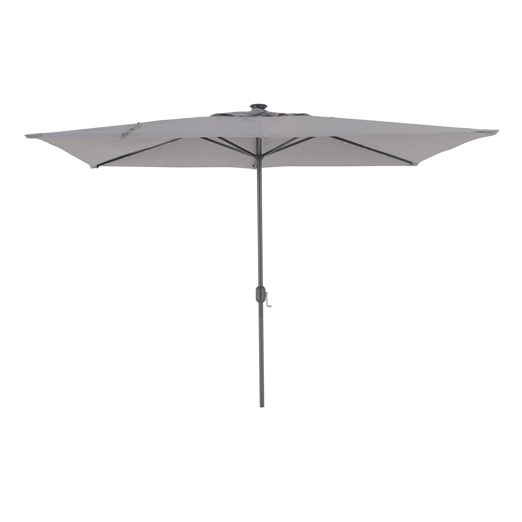 Light Grey Rectangle LED Crank Patio Umbrella, 6.5x10'