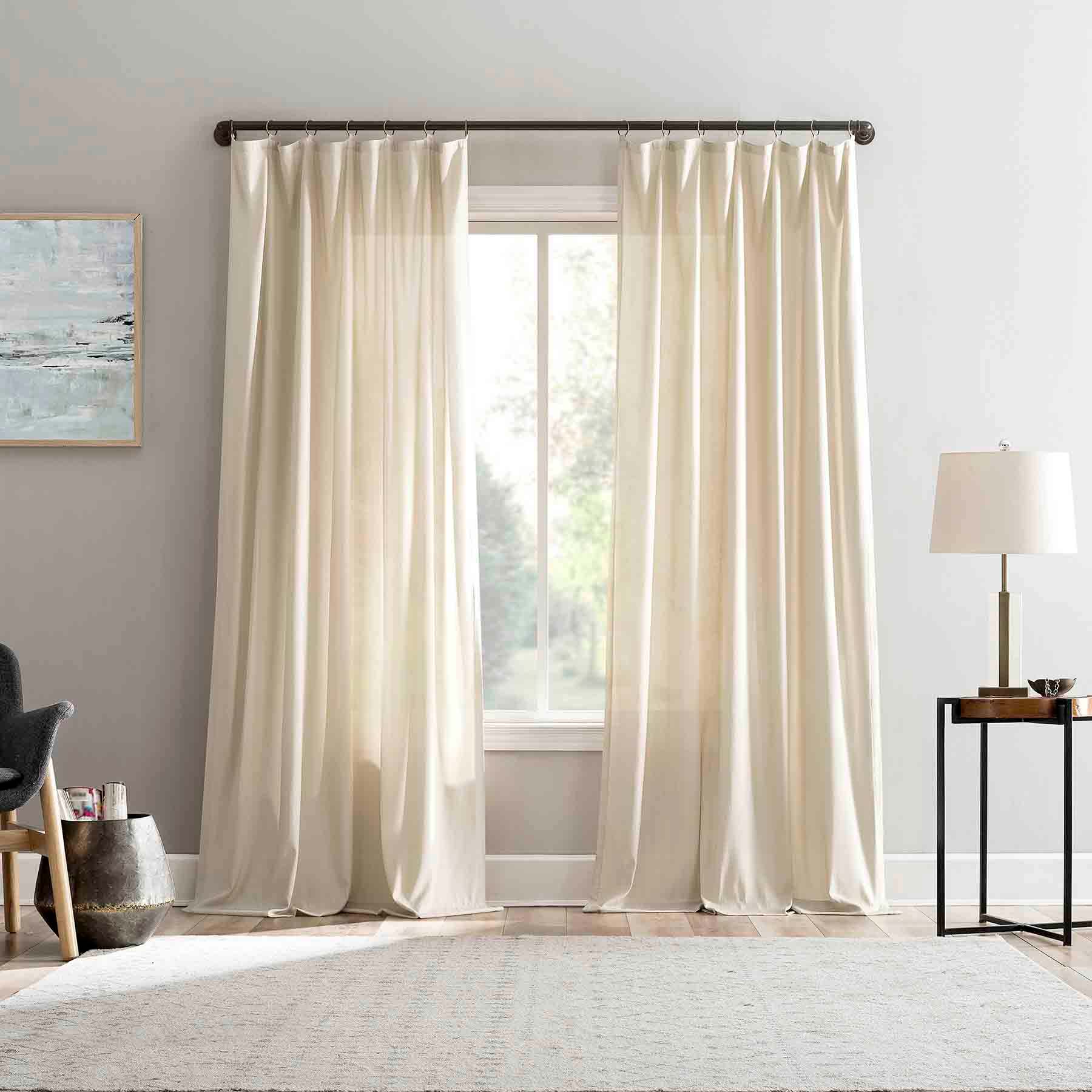 Lathan Taupe Sheer Ring Top Single Curtain Panel, 84"