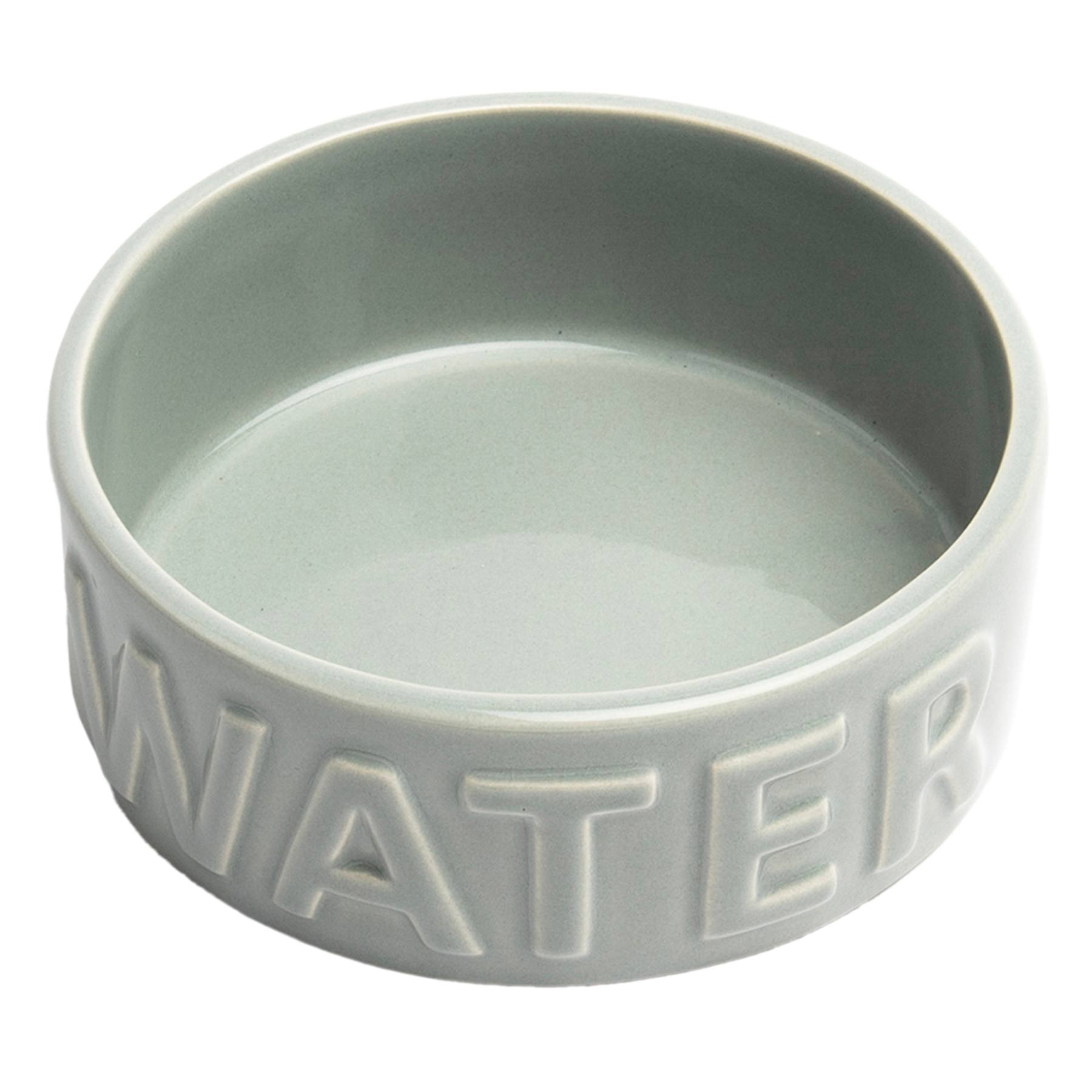 Classic Grey Ceramic 8-Cup Pet Water Bowl, Large
