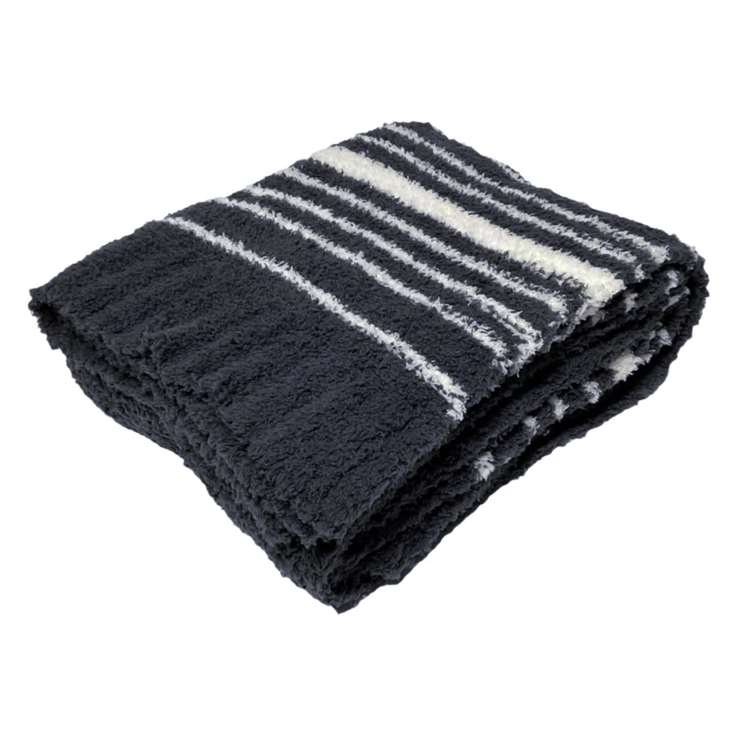 Honeybloom Grey Stripe Cozy Knit Throw Blanket, 50x60