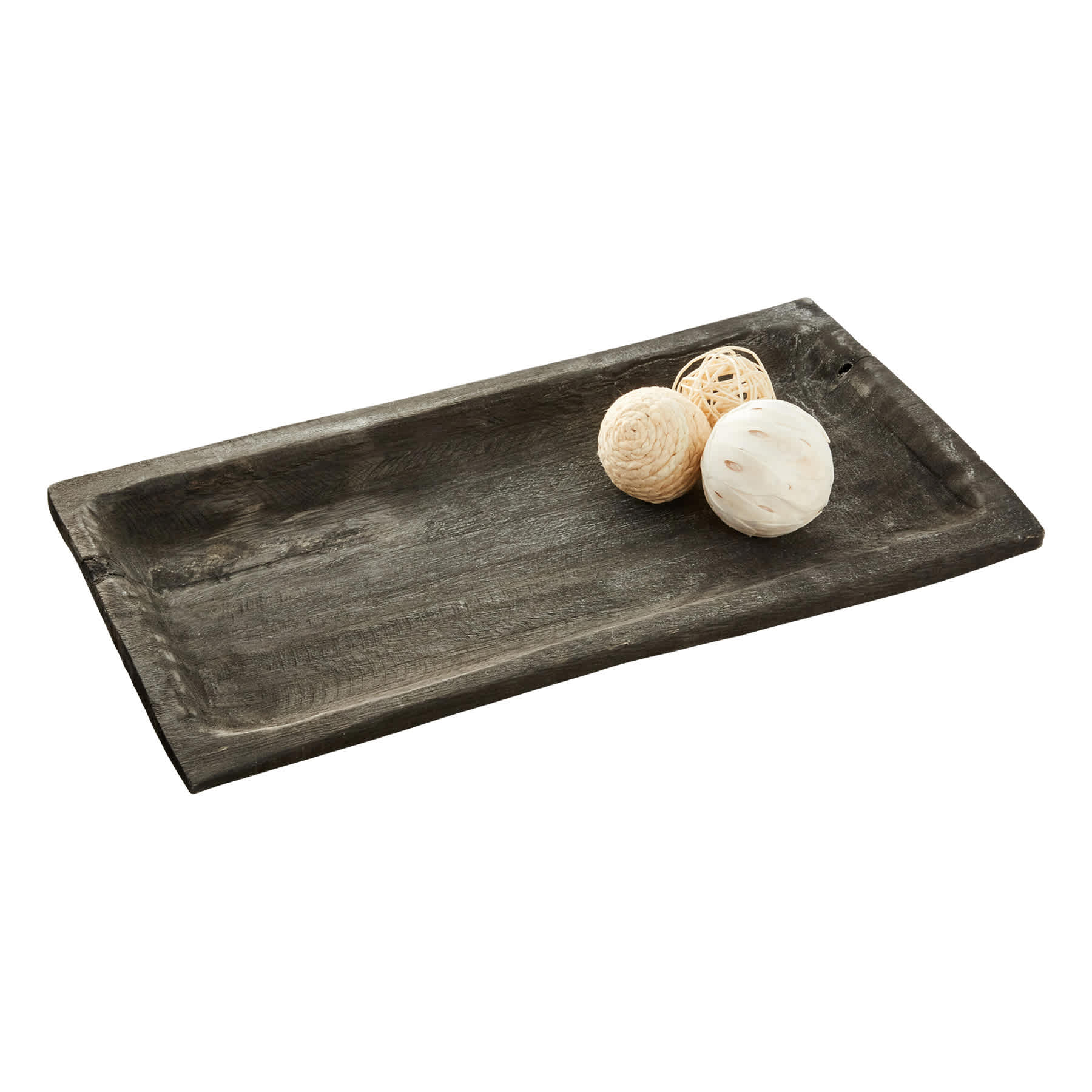 Black Brush Wooden Decorative Tray, 20x10