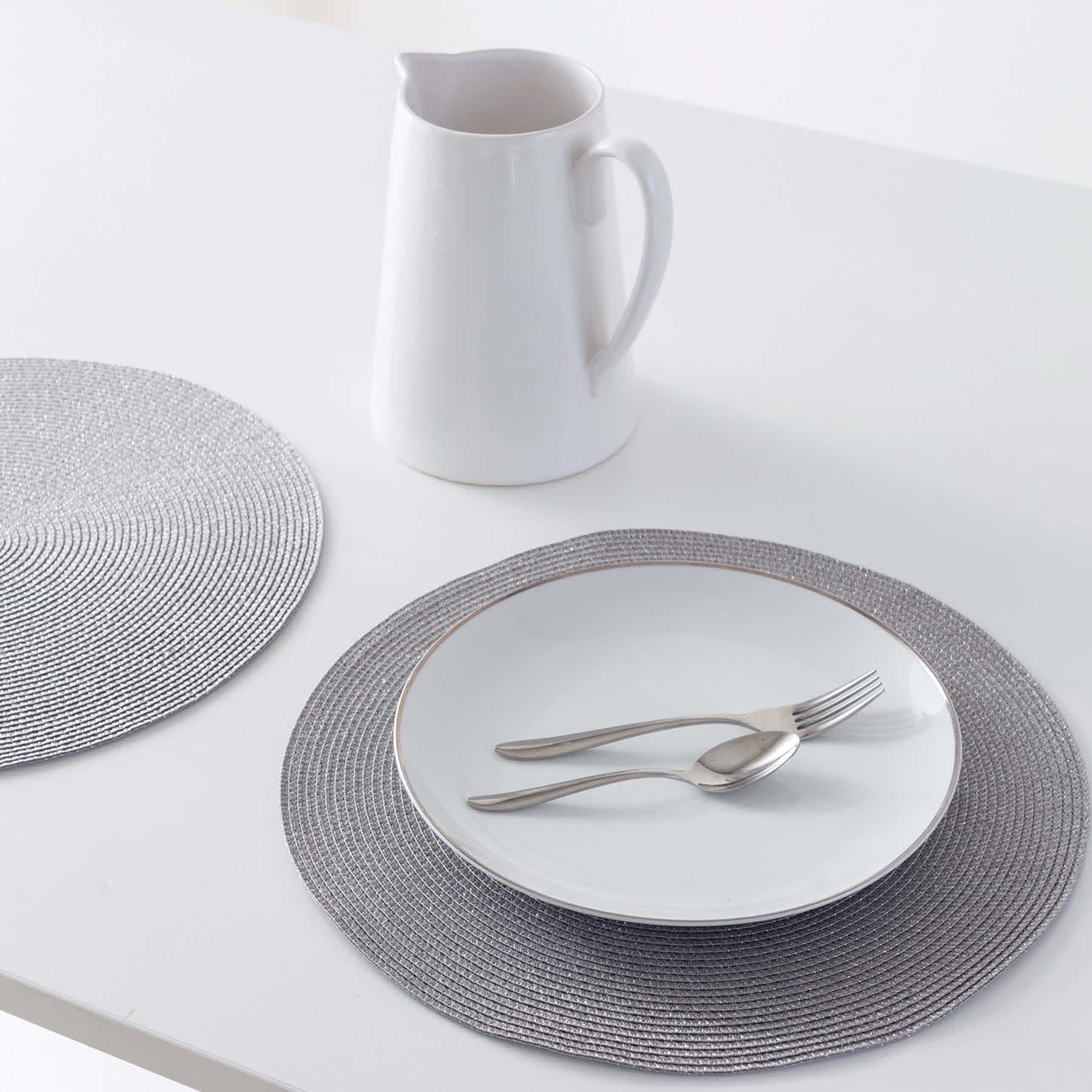 Set of 4 Emma Pebble Round Placemat, 15"
