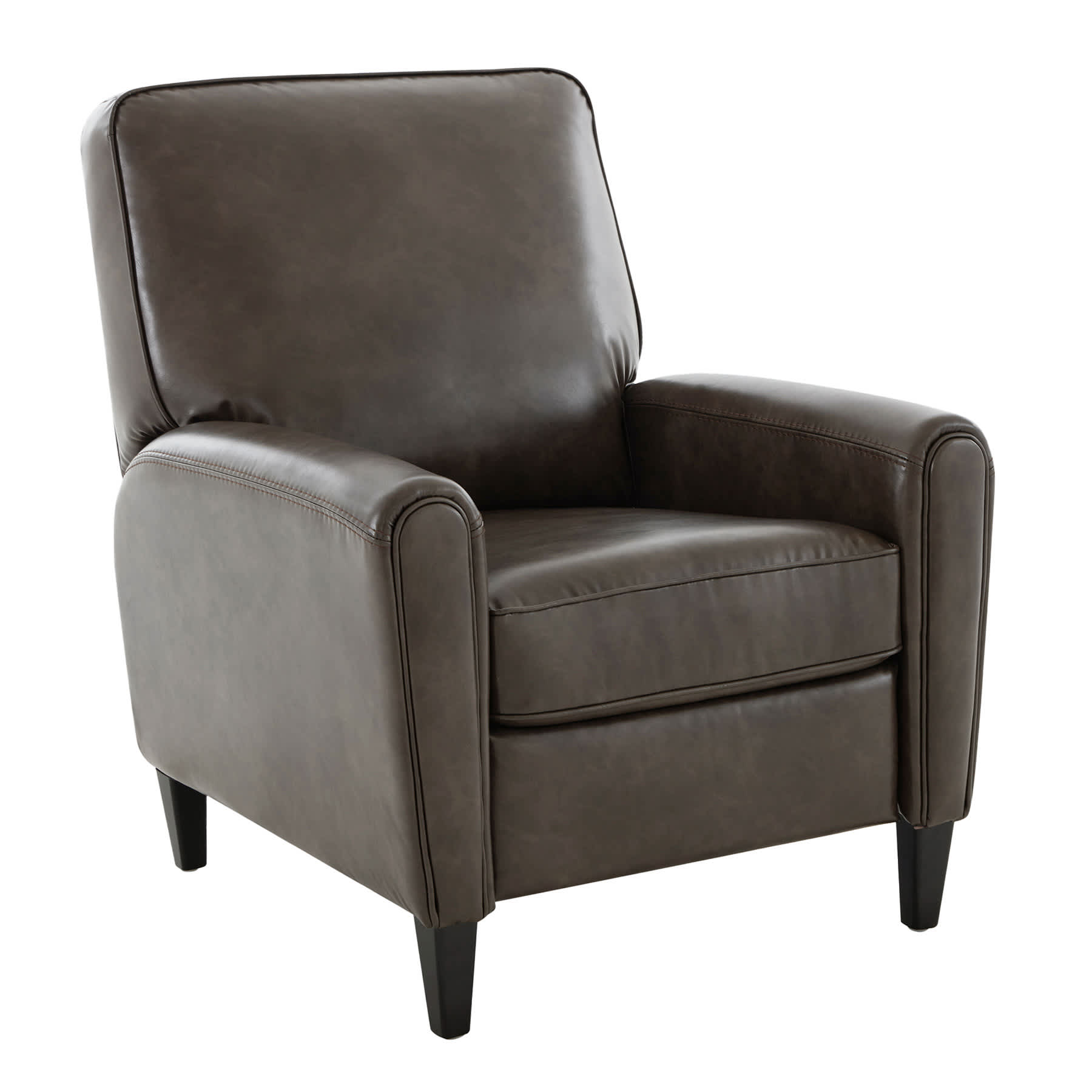 Harrison Faux Leather Recliner, Dark Brown