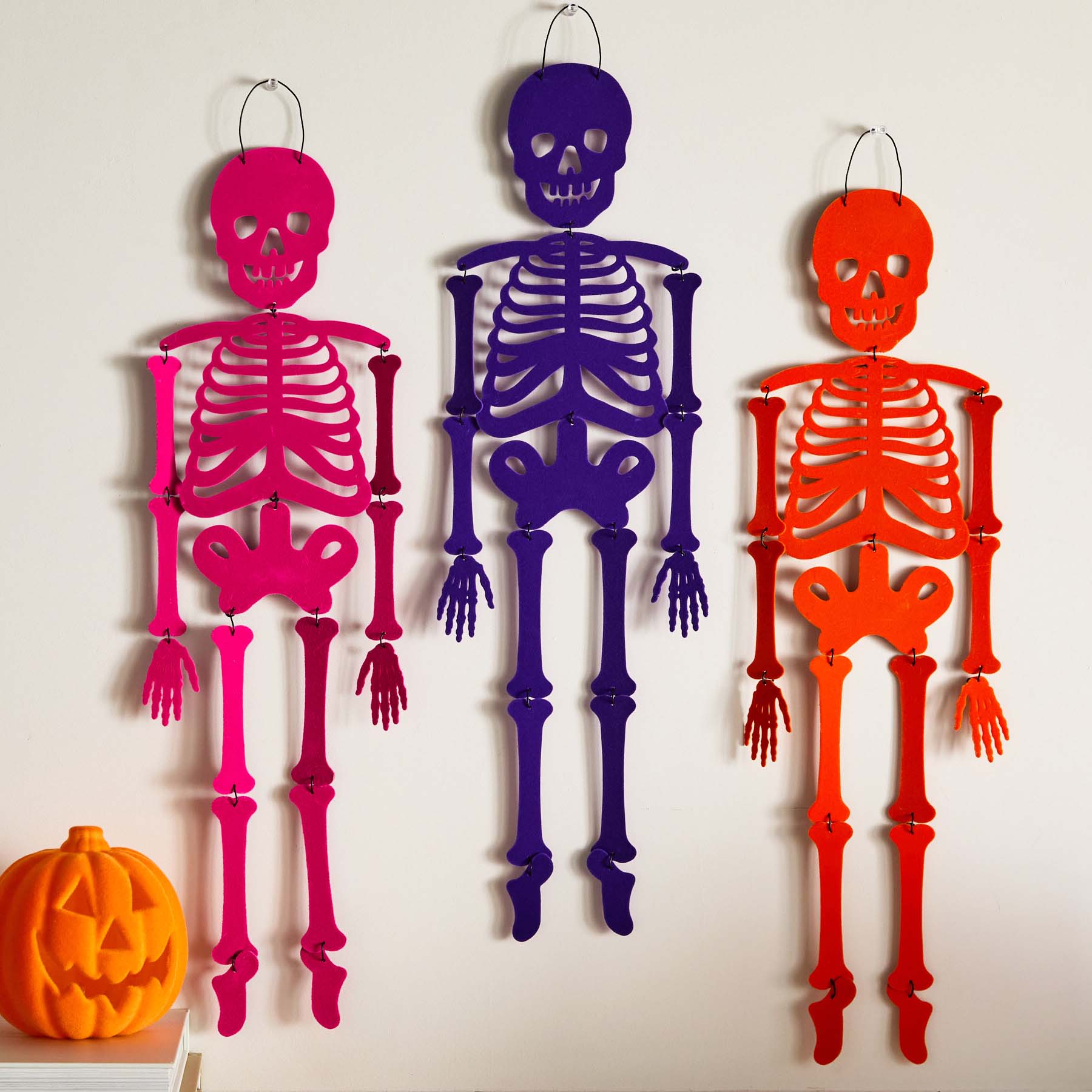 Orange Metal Flocked Skeleton Wall Décor, 25"