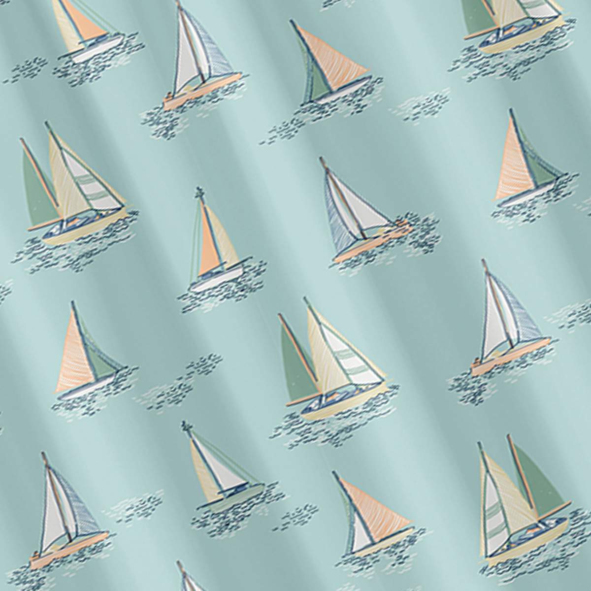 Blue Sailboats Shower Curtain, 72"