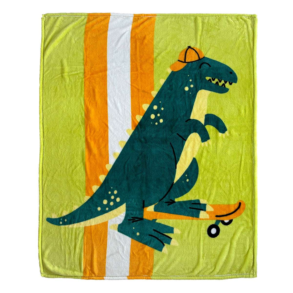 Tiny Dreamers Dinoskater T-Rex Printed Micro Plush Throw Blanket, 50x60