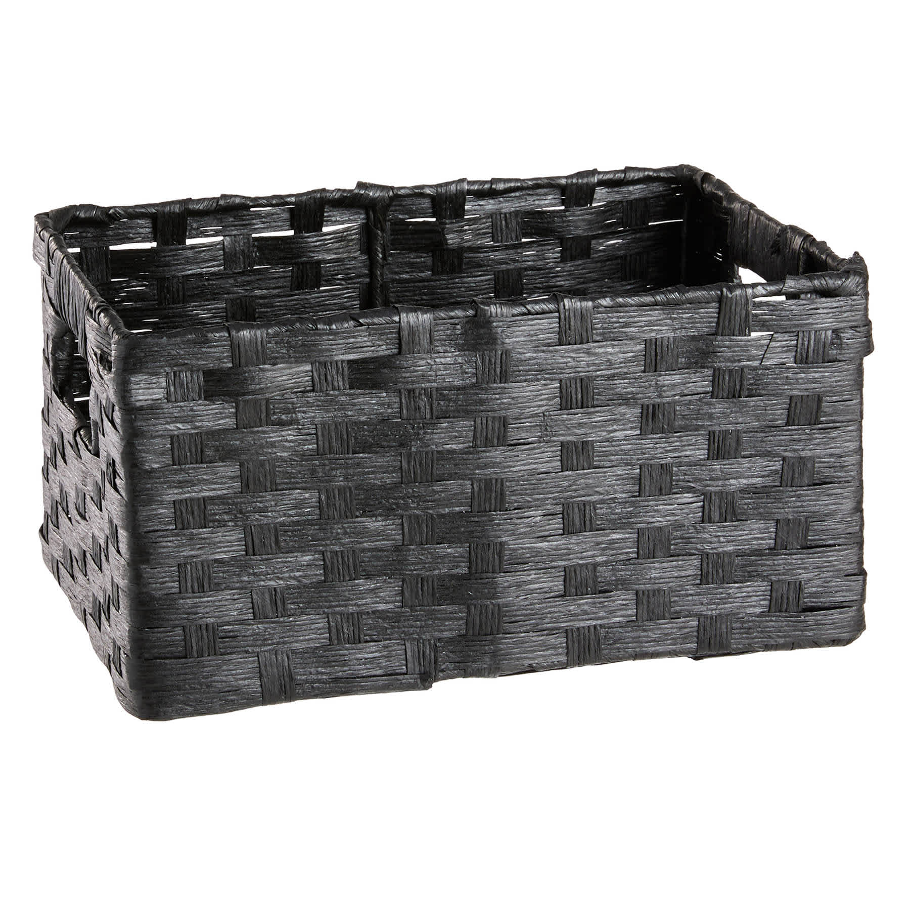 Black Paper Rope Rectangle Storage Basket, Medium