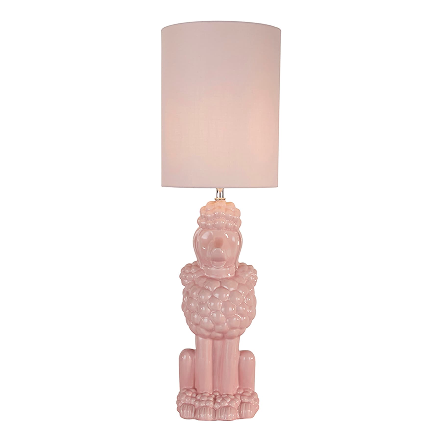 Pink Poodle Ceramic Medium Lamp with Shade, 27"