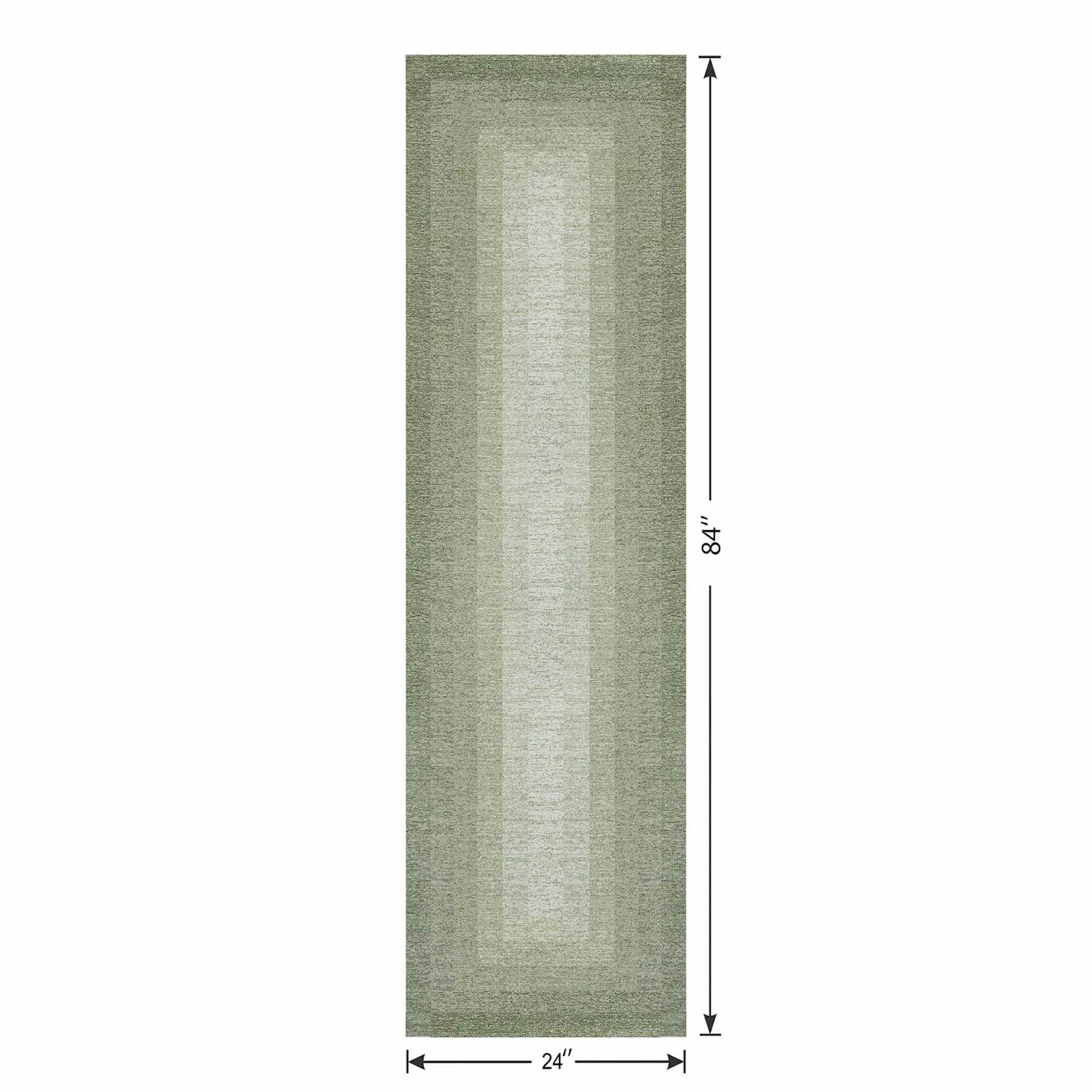 (B893) Green Ombre Flatweave Runner, 2x7