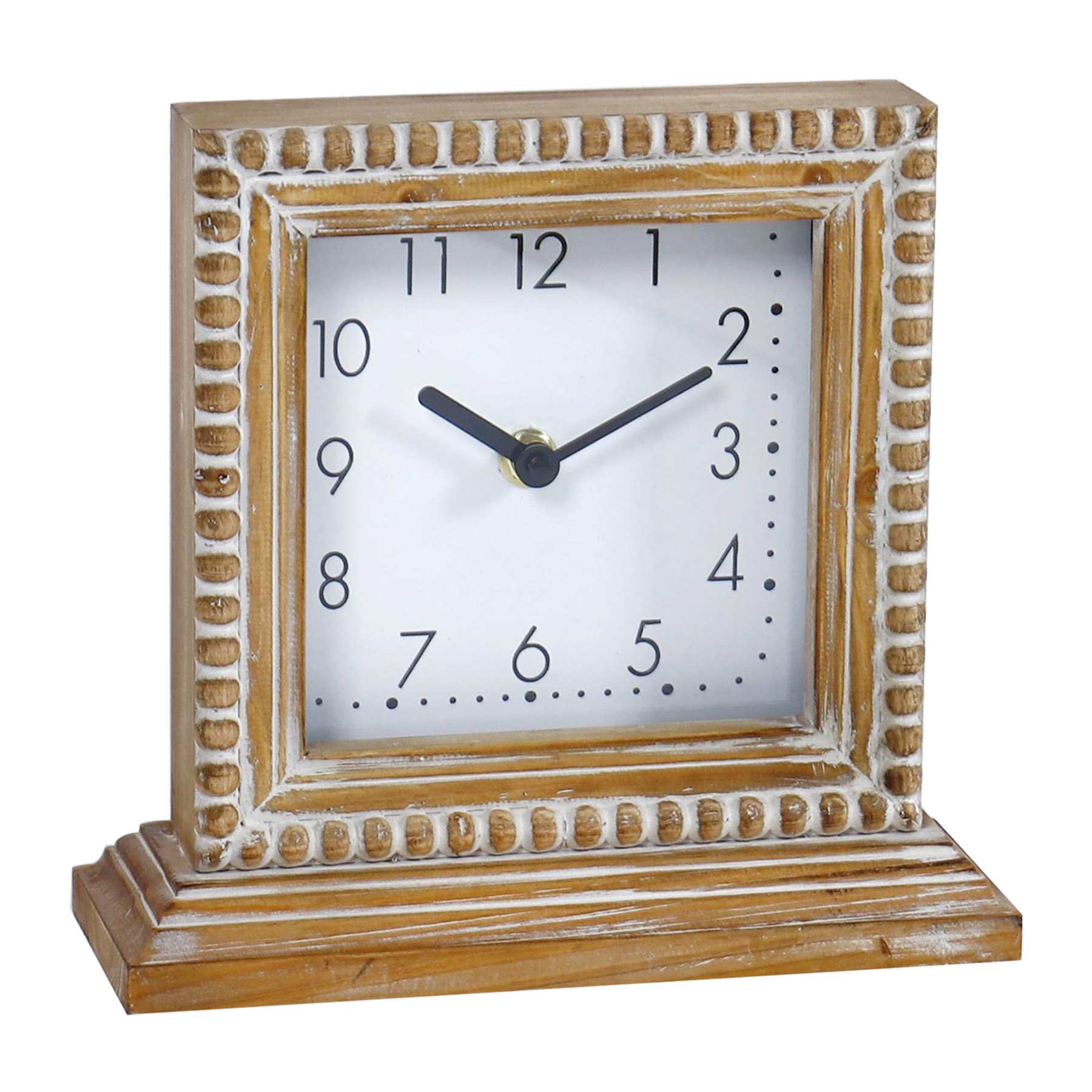 Beaded Square Wooden Clock, 8x7.5