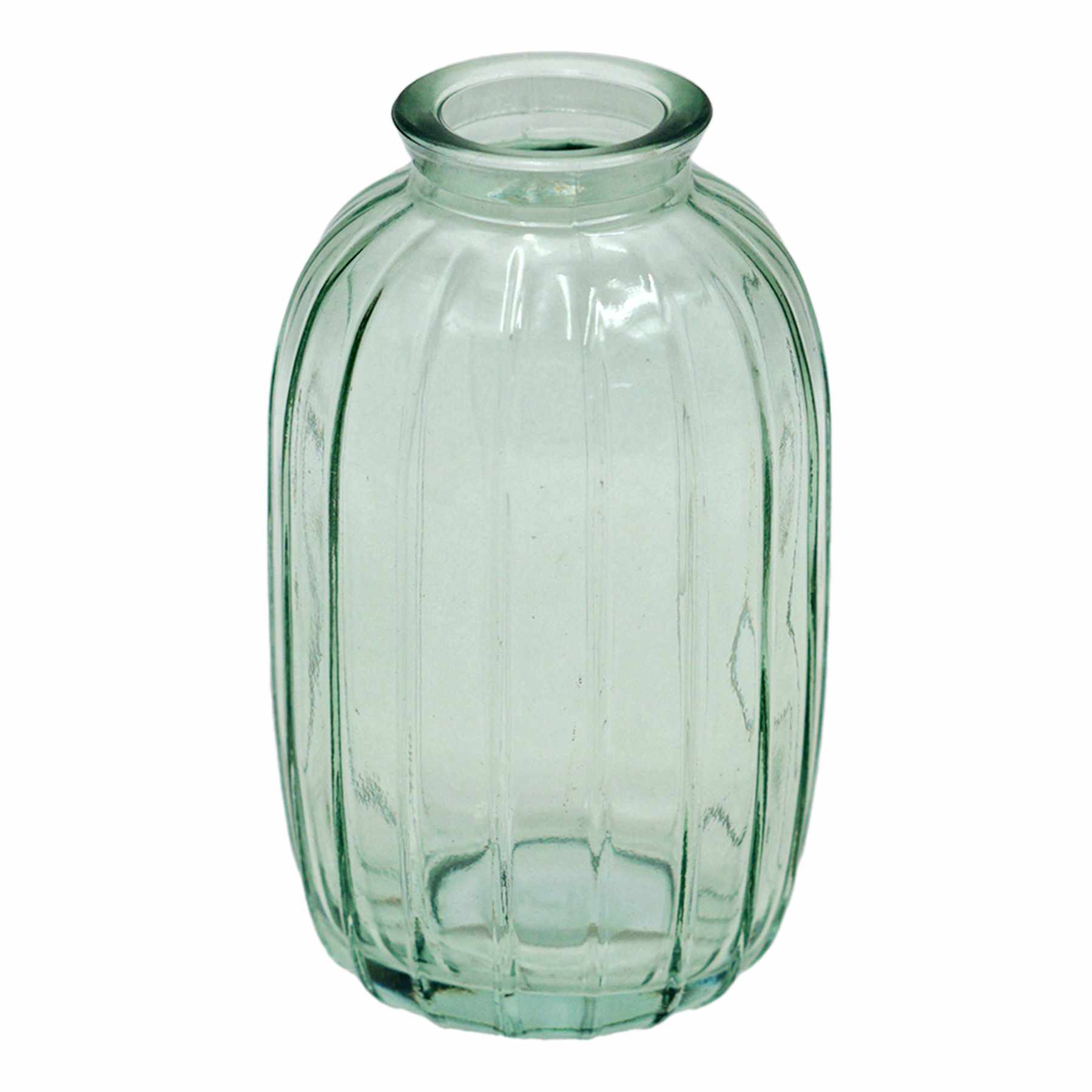 Green Striped Glass Bud Vase, 5"