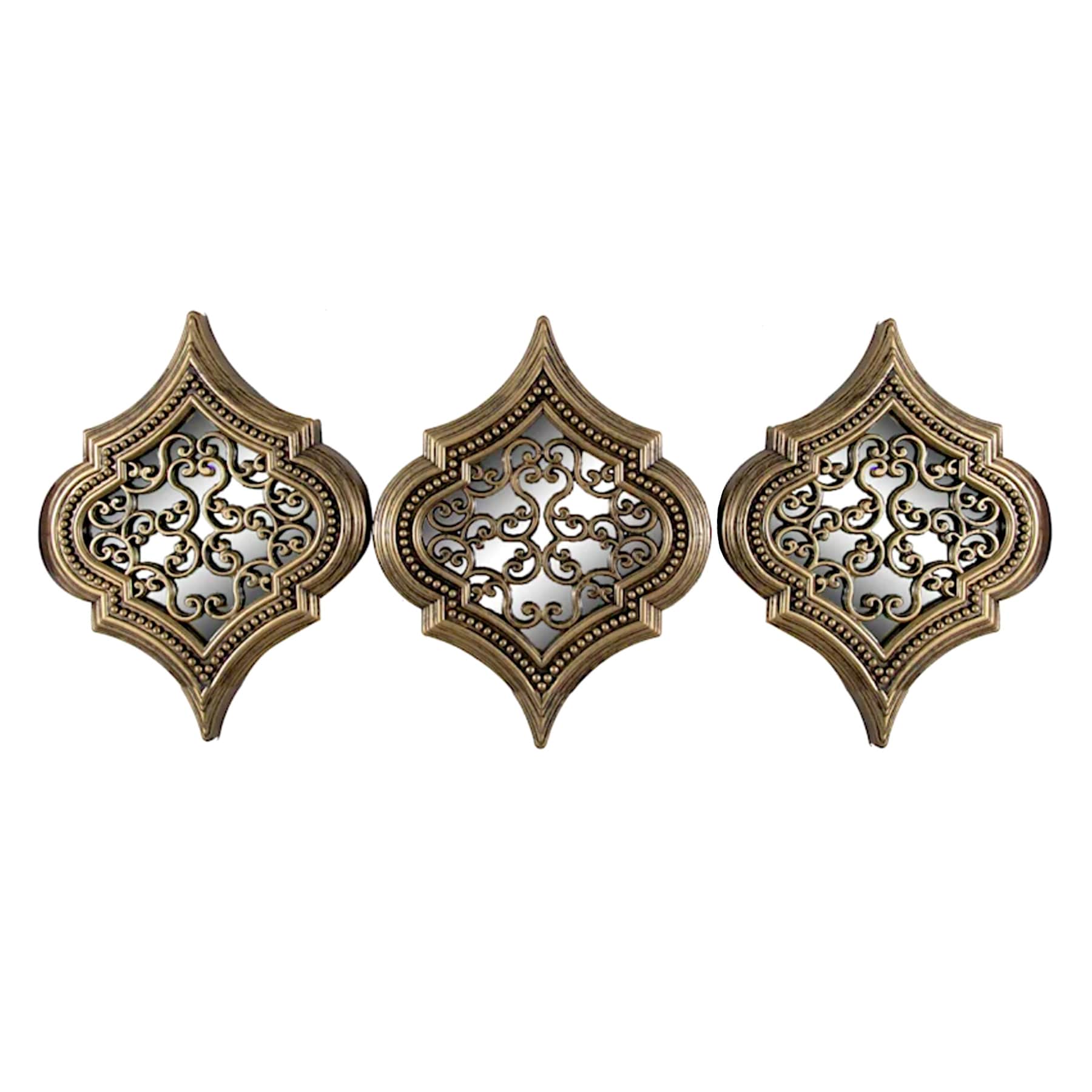 3-Piece Ornate Bronze Wall Mirror Set, 18x24