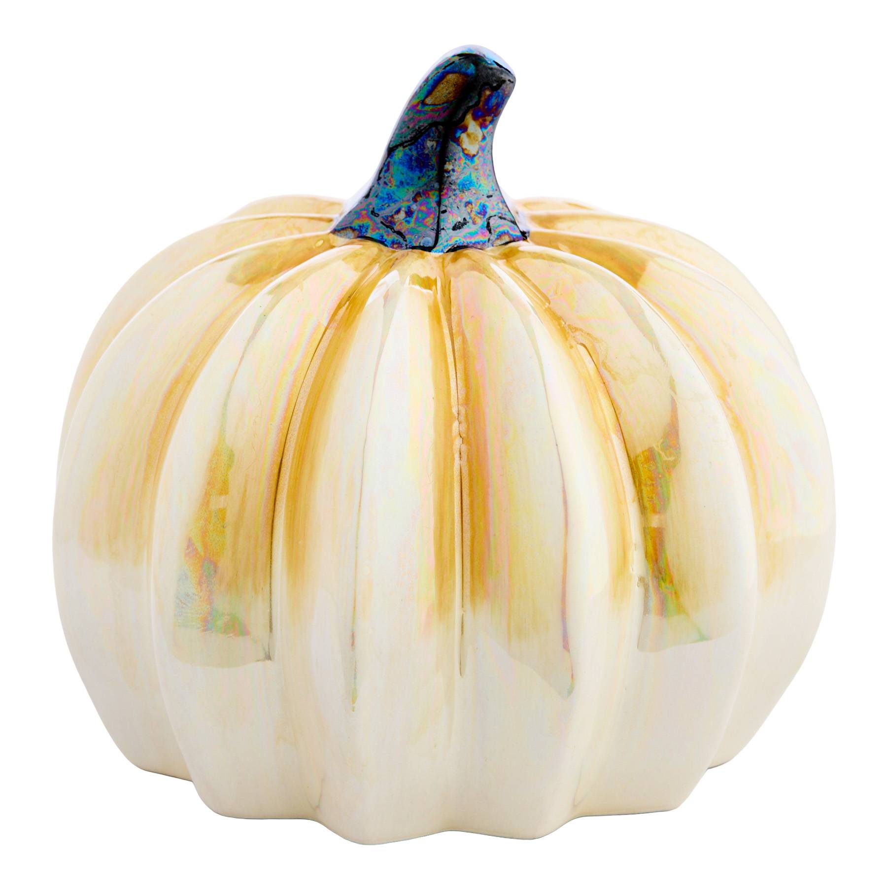 Yellow Ceramic Pumpkin, 3.4"