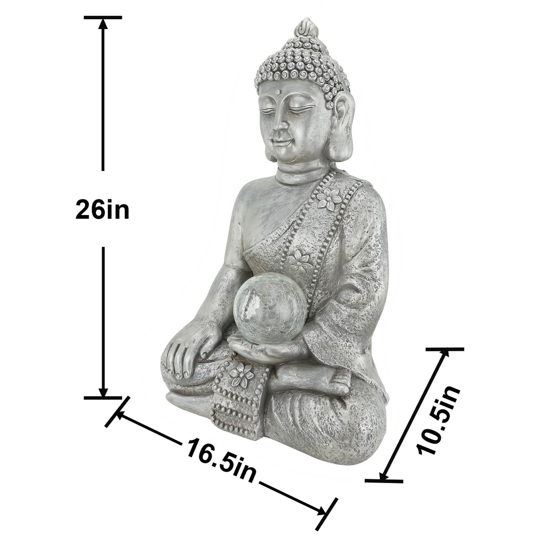 Found & Fable Silver Solar Buddha, 26"