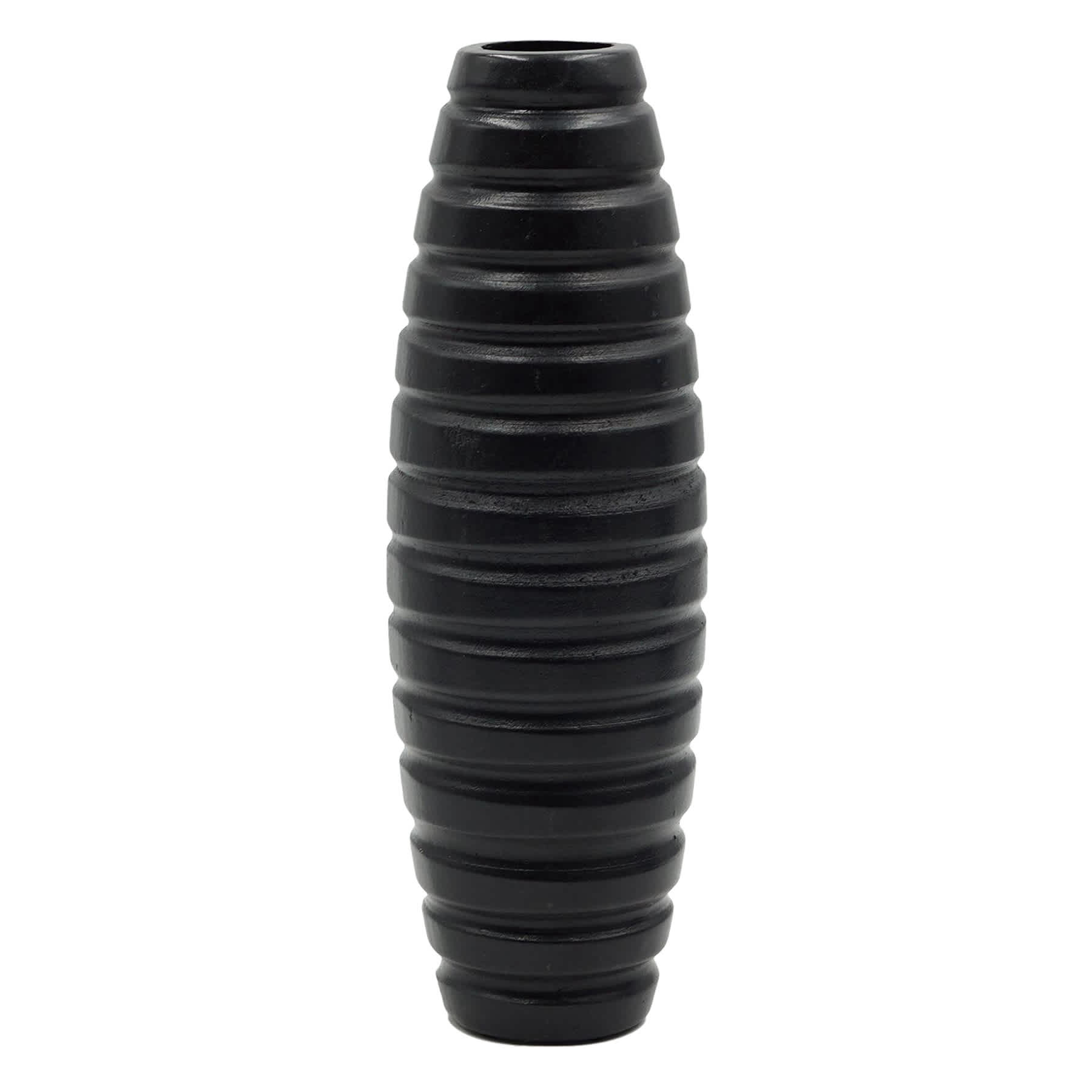 Crosby St. Black Faux Wood Vase, 12"