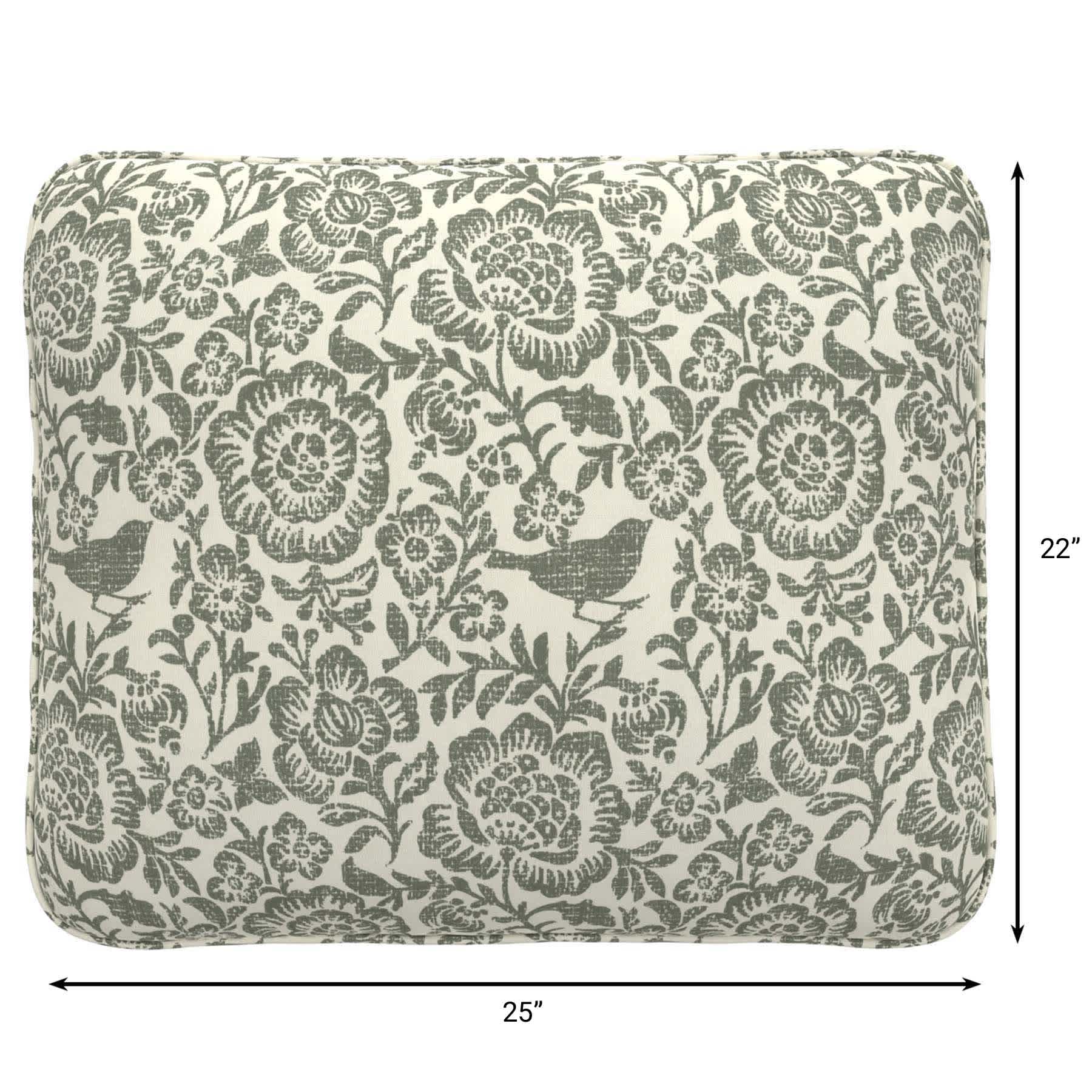 Honeybloom Endive Floral Outdoor Corded Back Cushion