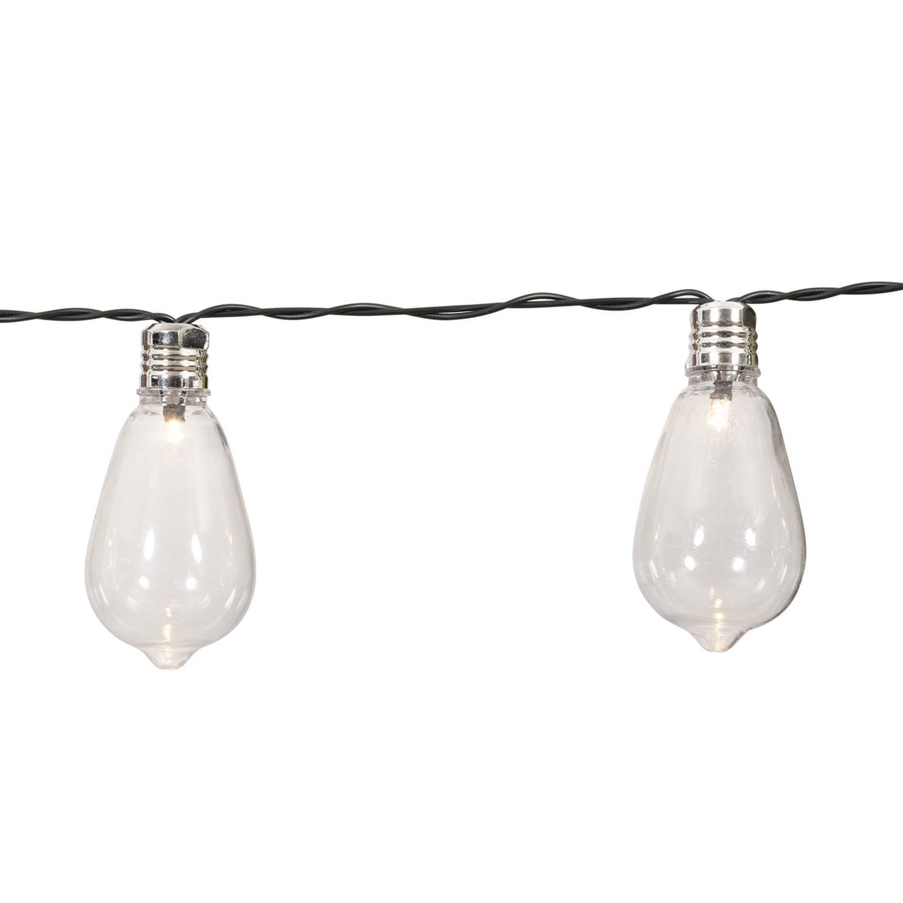 15-Count Solar LED Edison String Lights with Black Wire